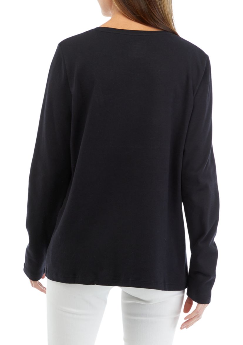Womens Long Sleeve Solid T-Shirt 
