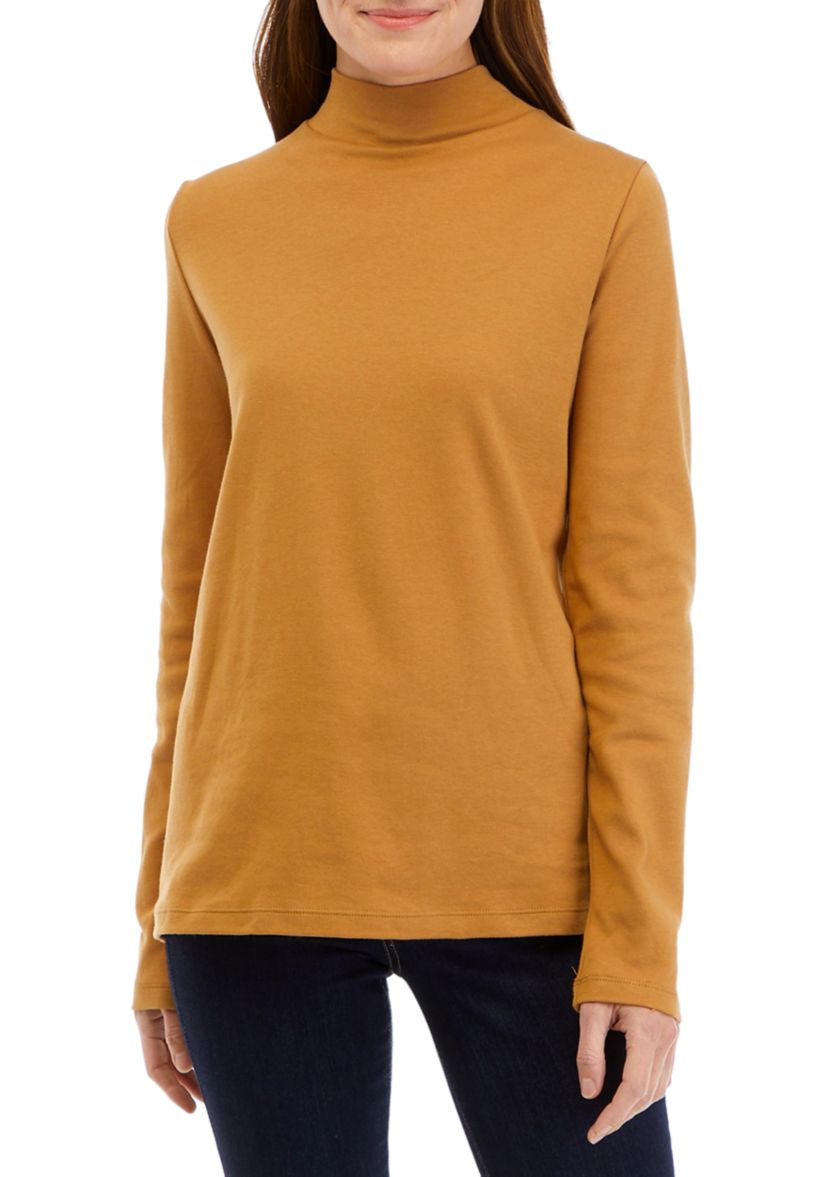 Womens Long Sleeve Mock Neck Top