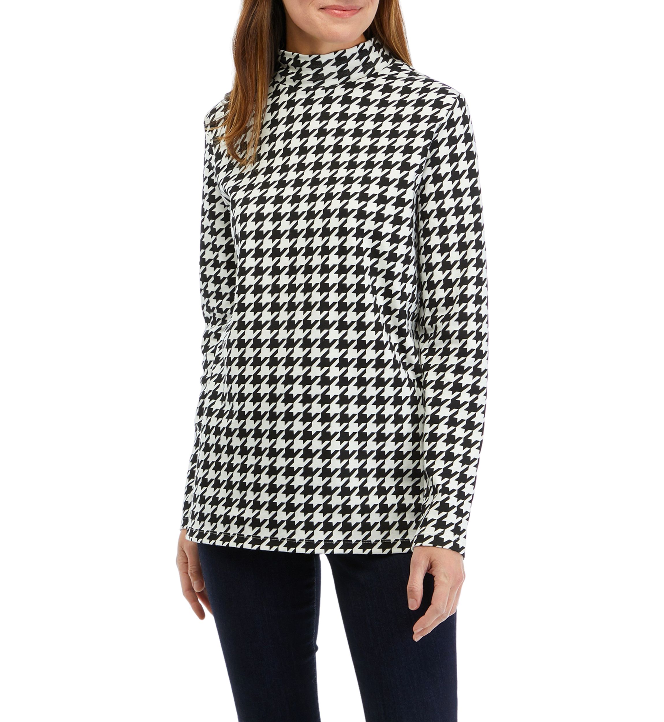 Womens Printed Mock Neck Top