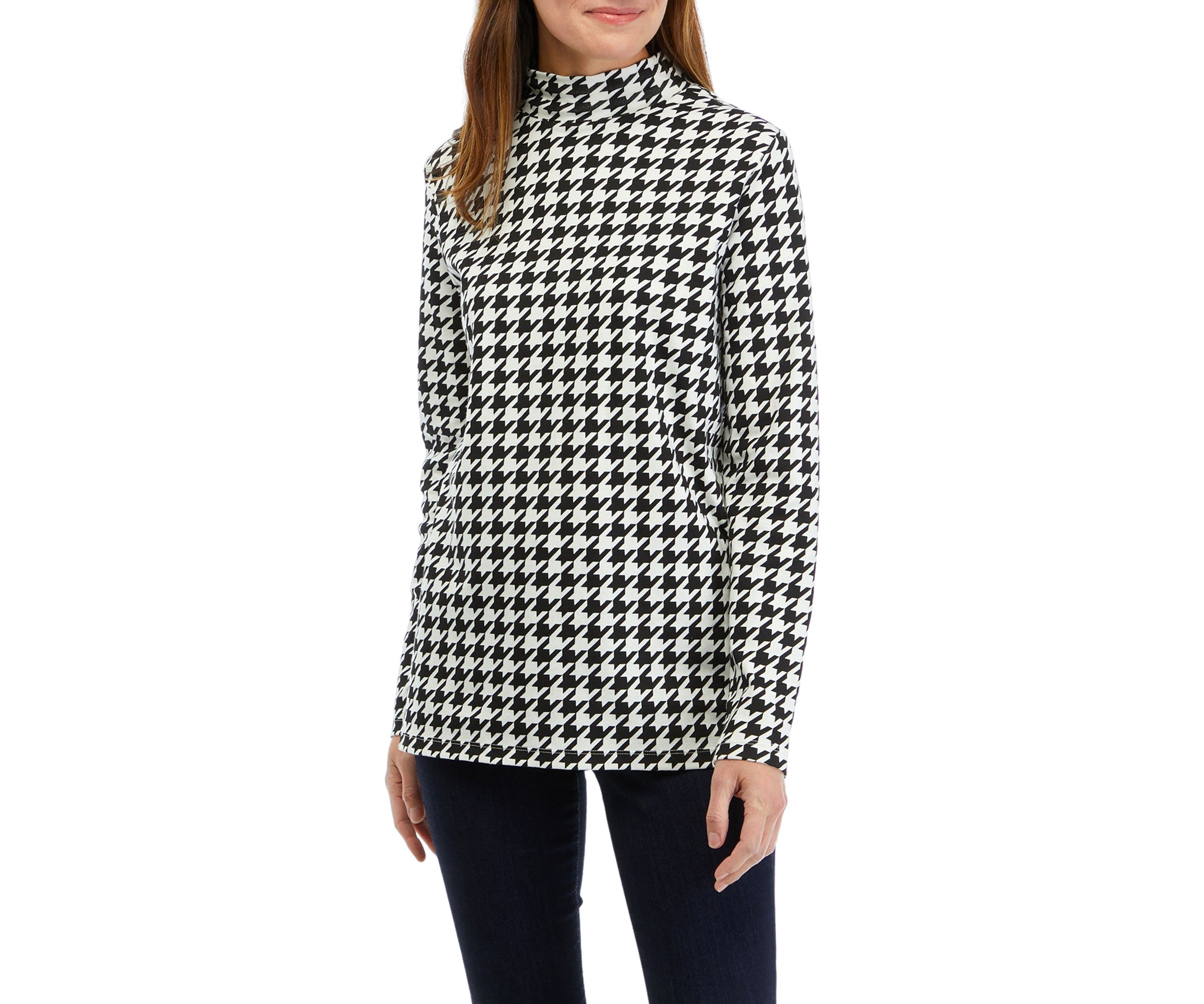 Womens Printed Mock Neck Top