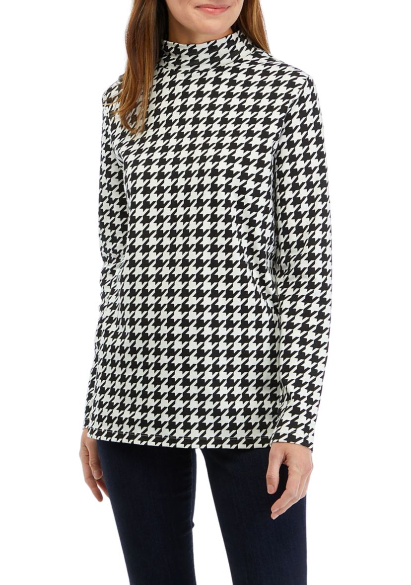 Womens Printed Mock Neck Top