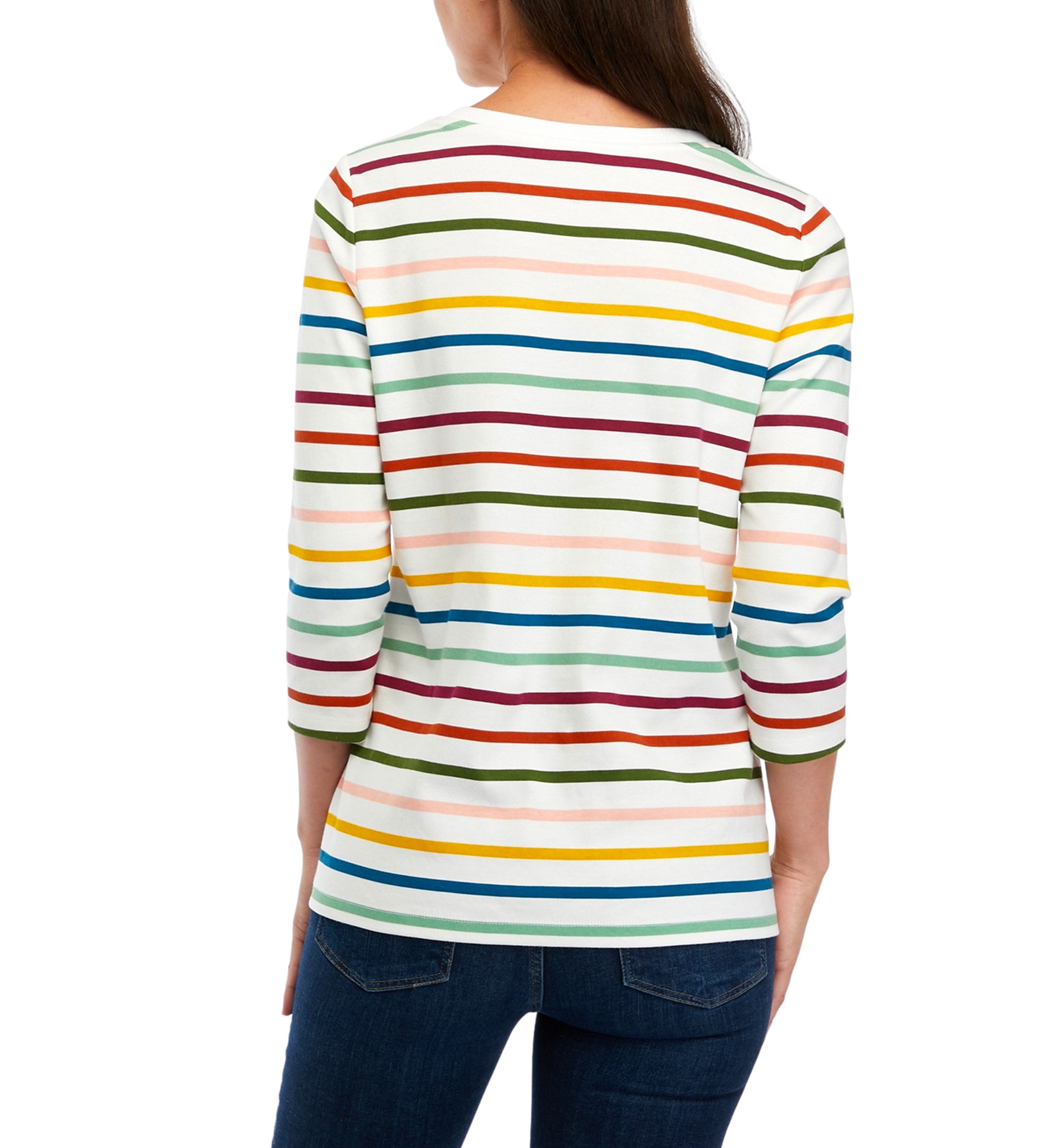 Womens 3/4 Sleeve Printed Henley Top