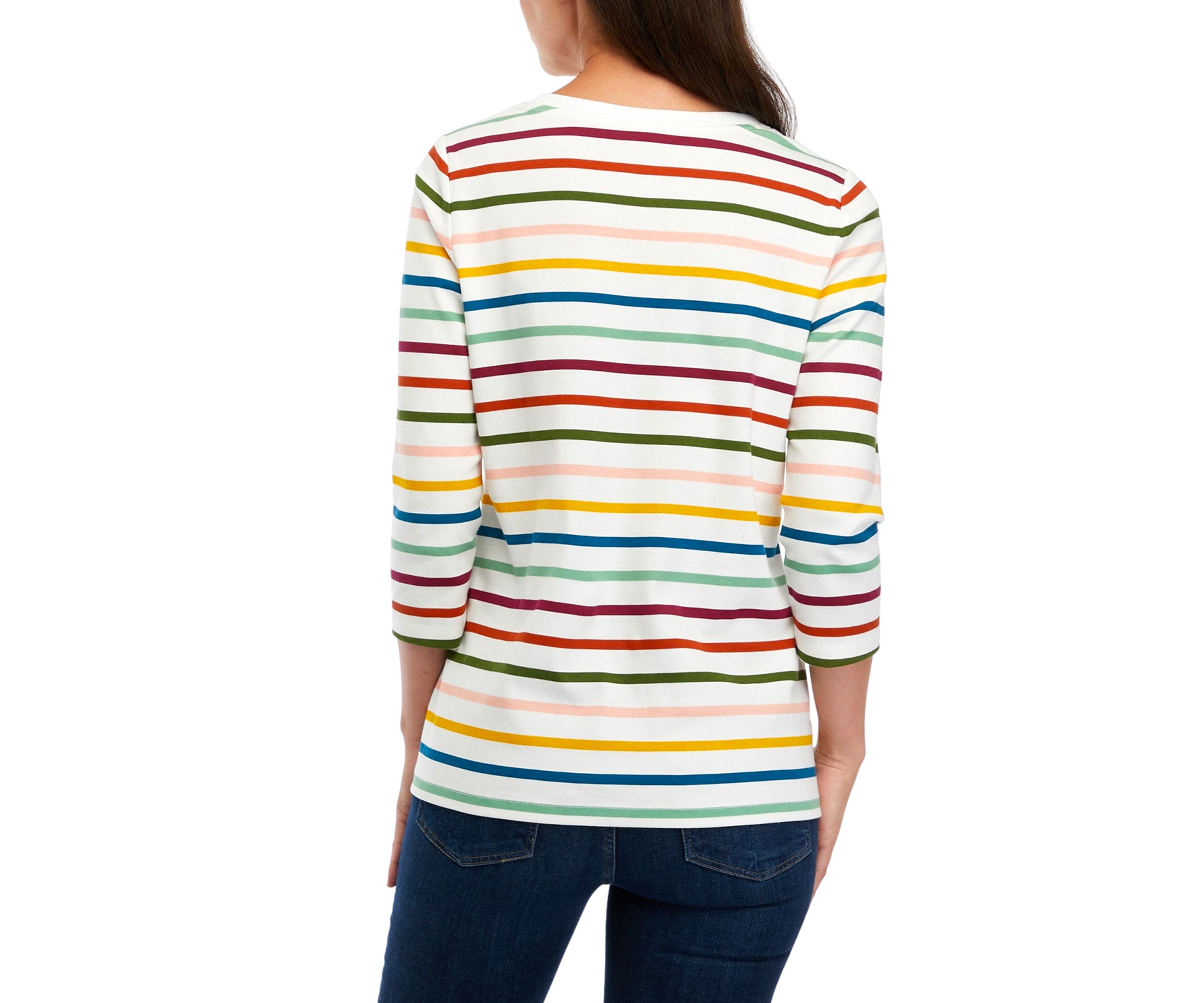 Womens 3/4 Sleeve Printed Henley Top