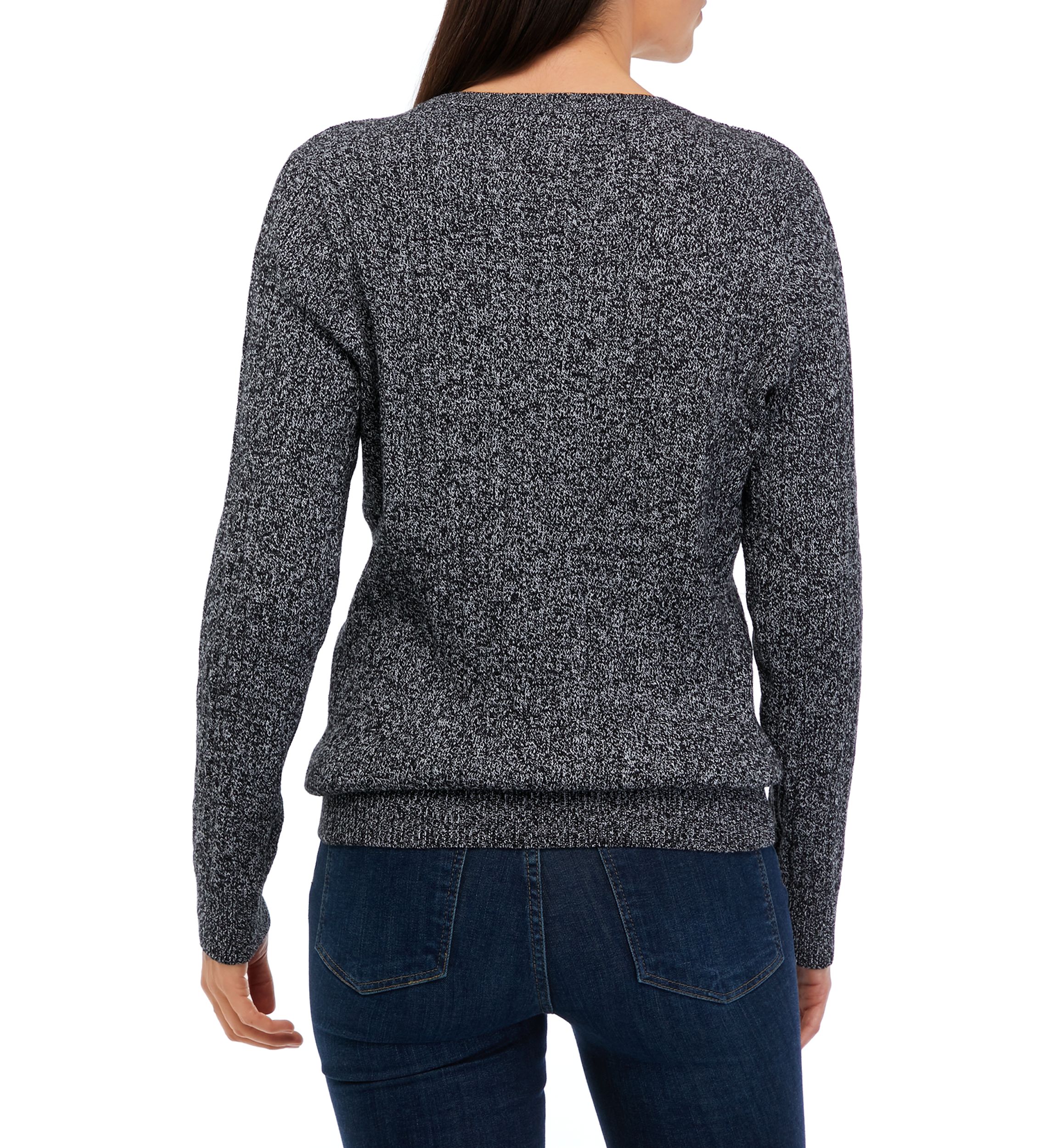 Womens Cable Crew Neck Marled Sweater