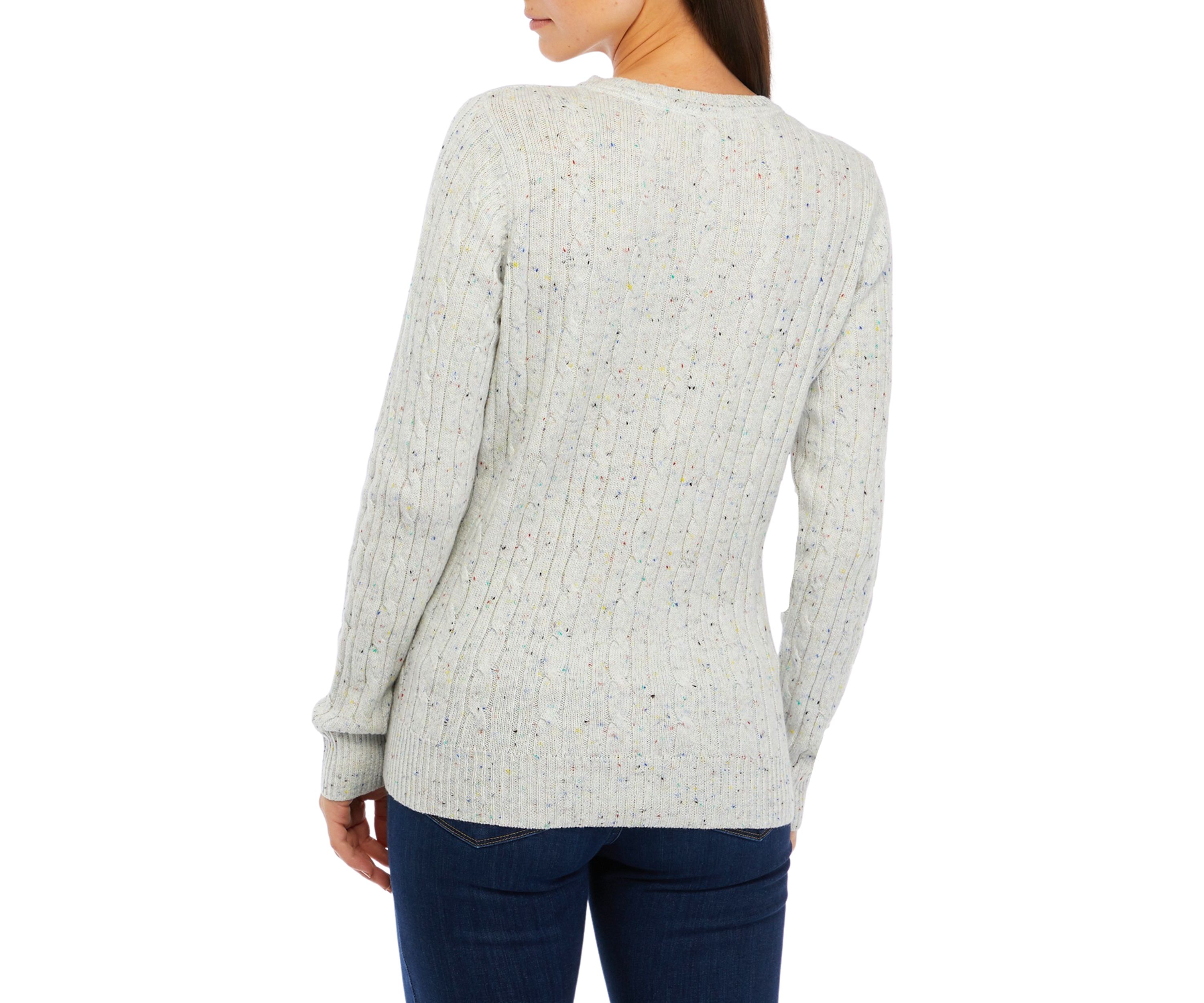 Womens Long Sleeve Cable Crew Neck Sweater