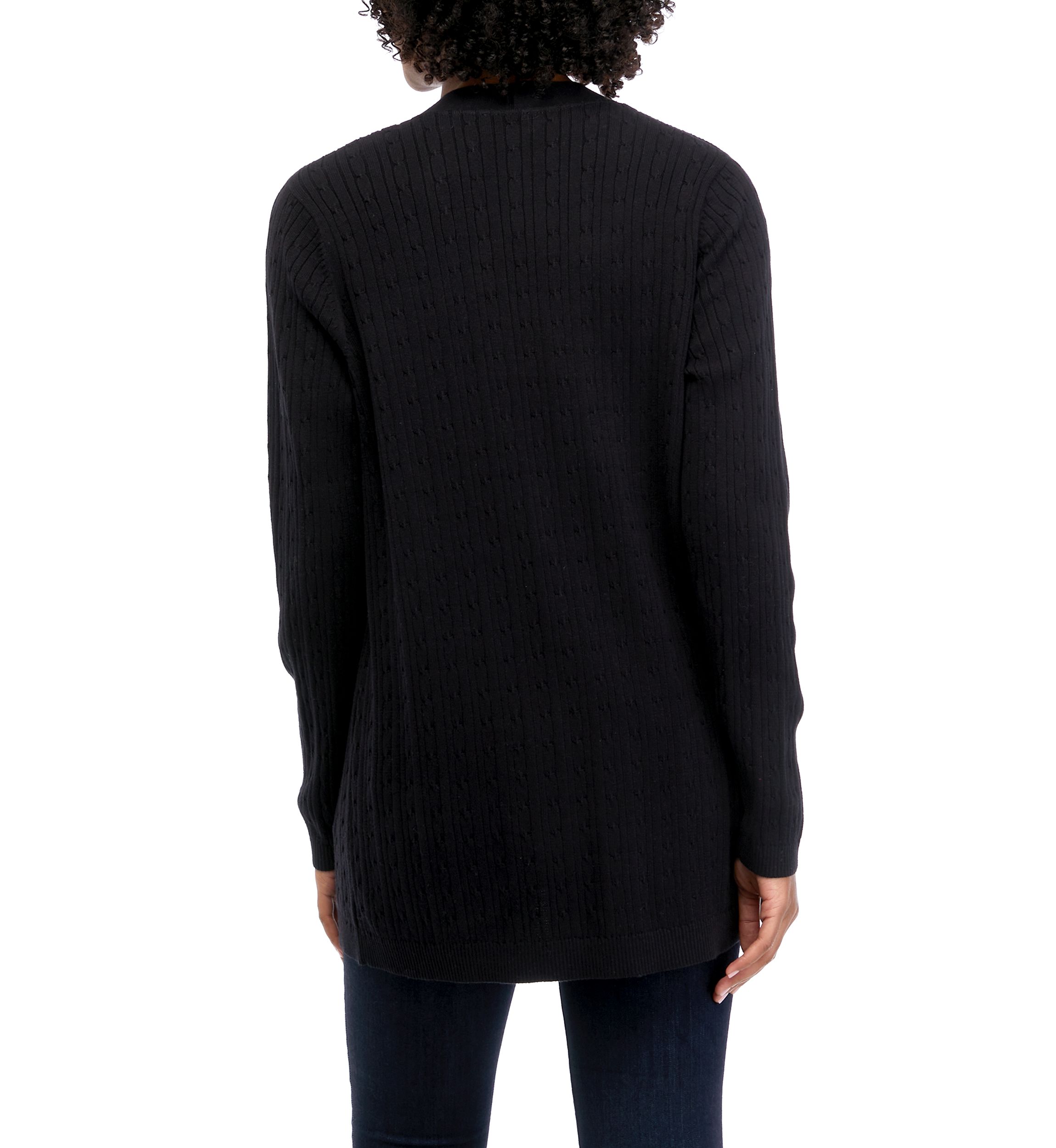 Womens Long Sleeve Solid Cable Knit Cardigan