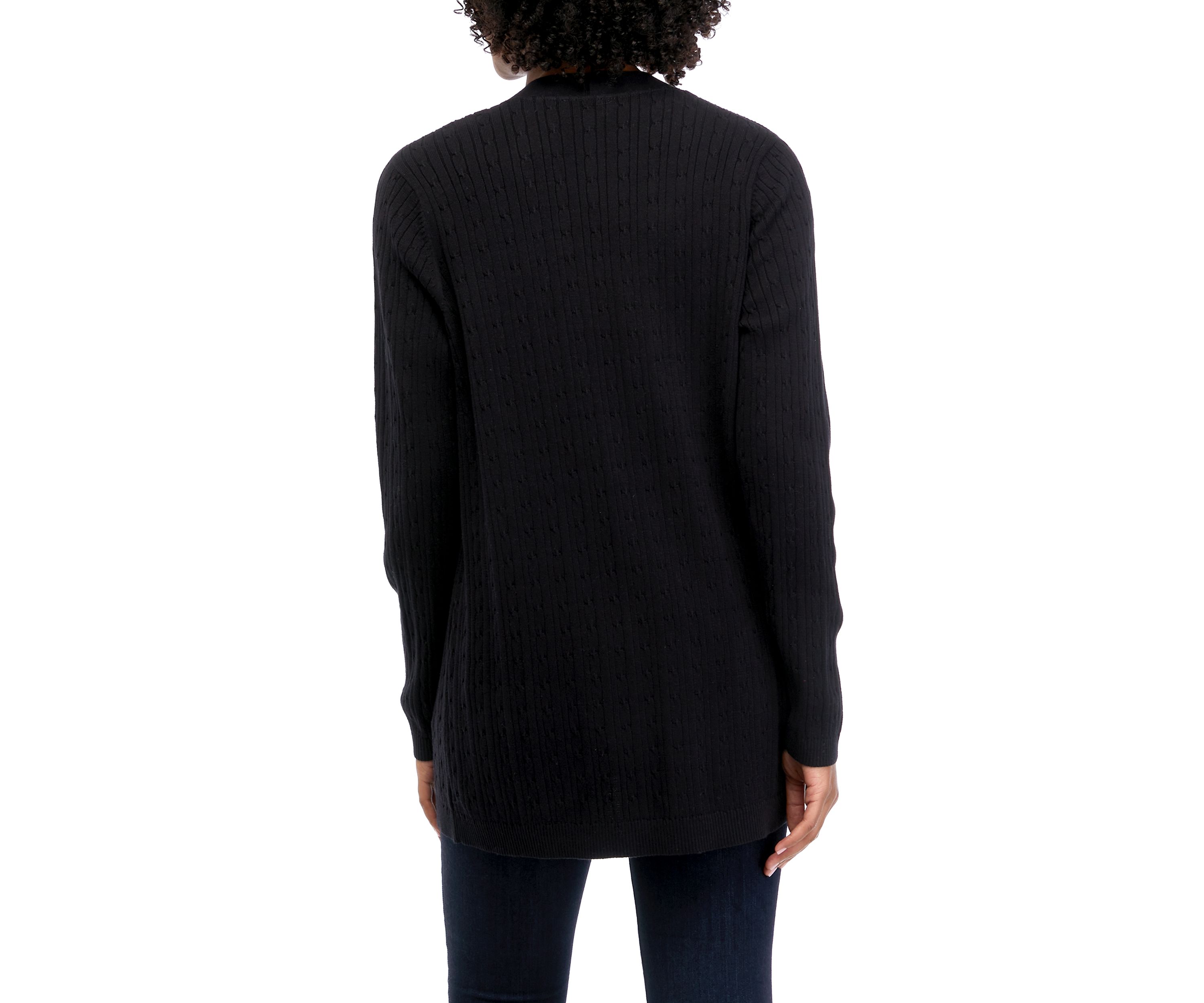 Womens Long Sleeve Solid Cable Knit Cardigan