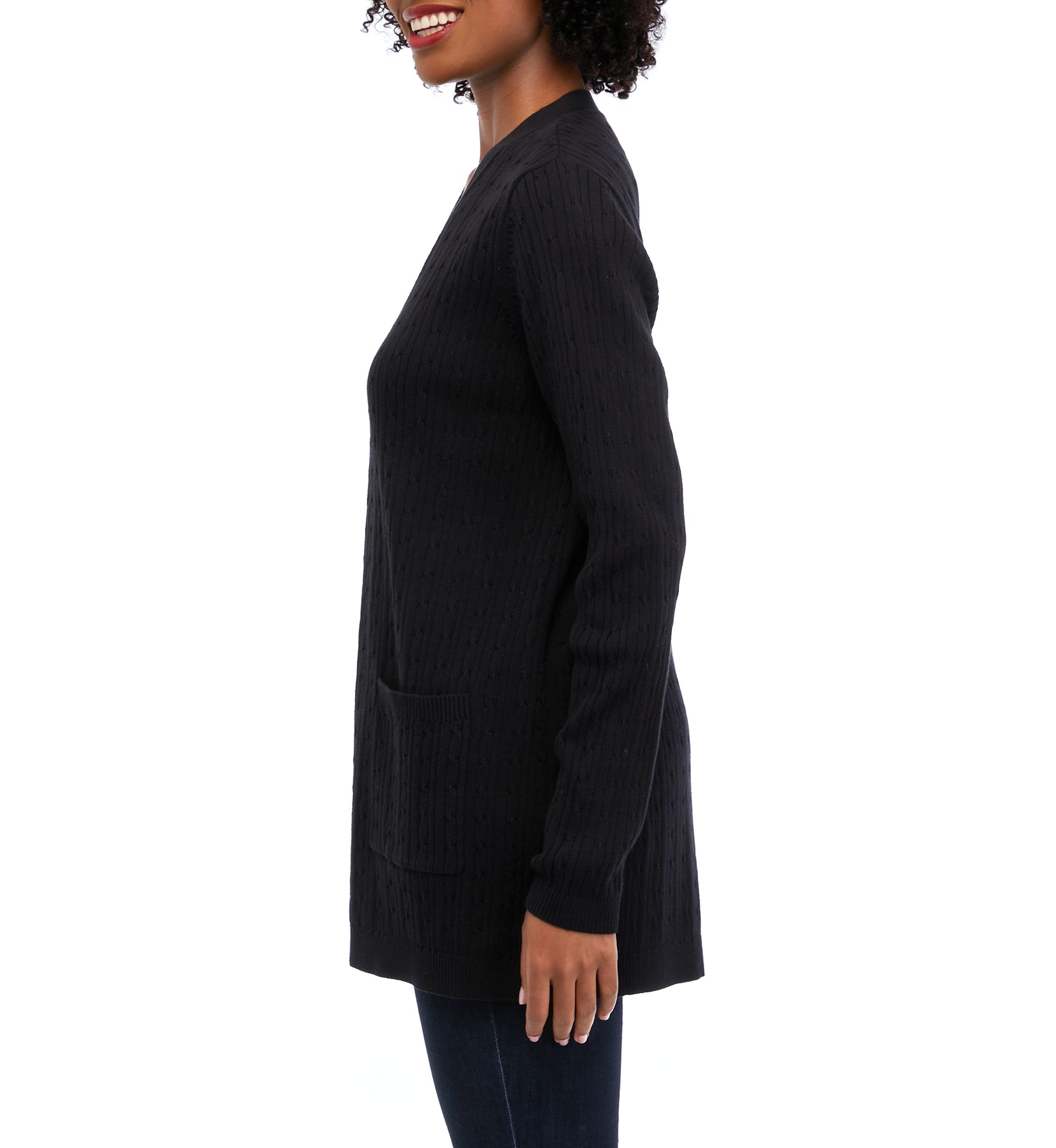 Womens Long Sleeve Solid Cable Knit Cardigan