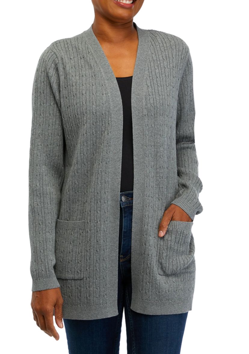 Womens Long Sleeve Cable Cardigan