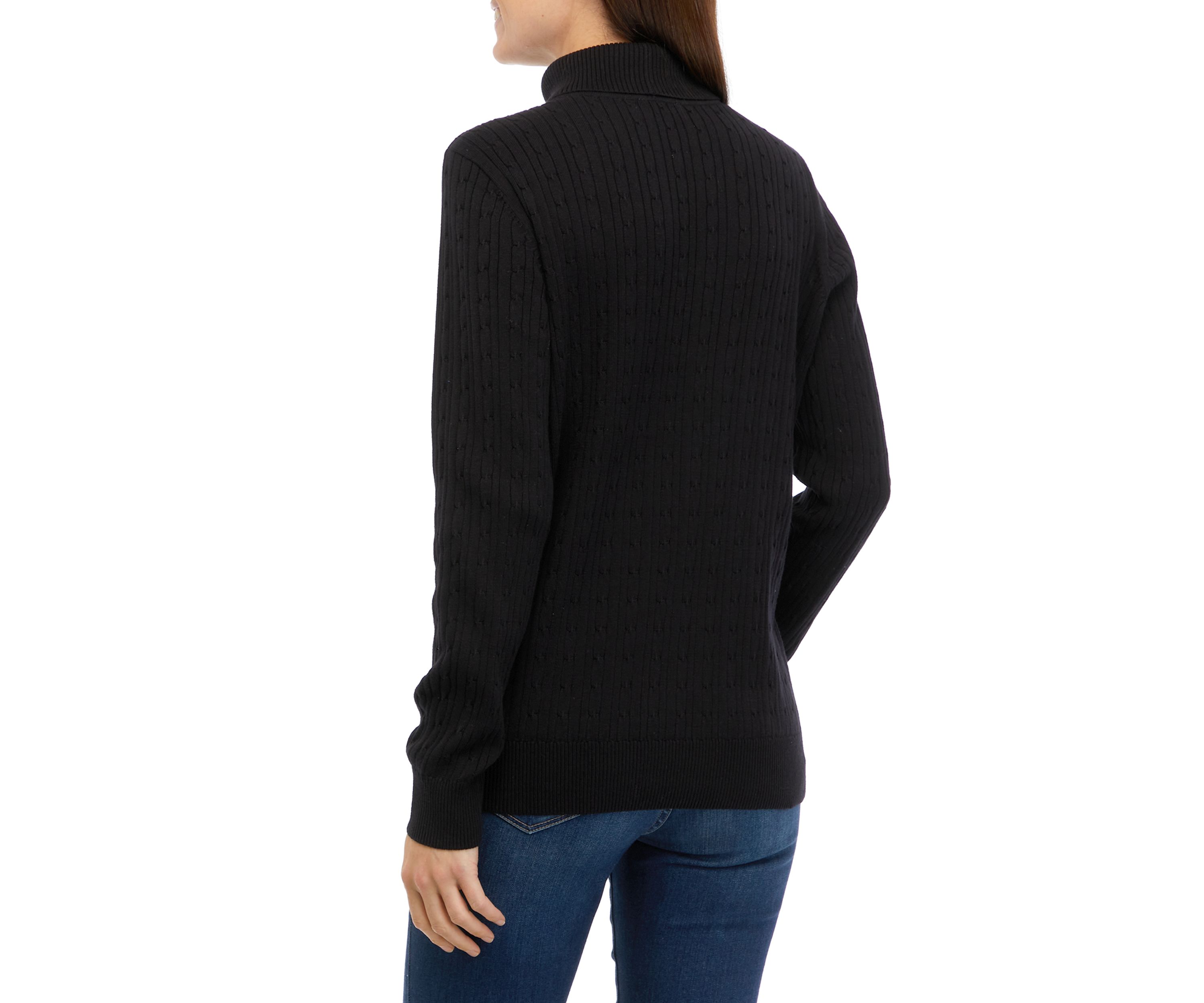 Womens Long Sleeve Cable Turtleneck Sweater