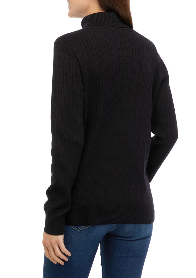 Womens Long Sleeve Cable Turtleneck Sweater