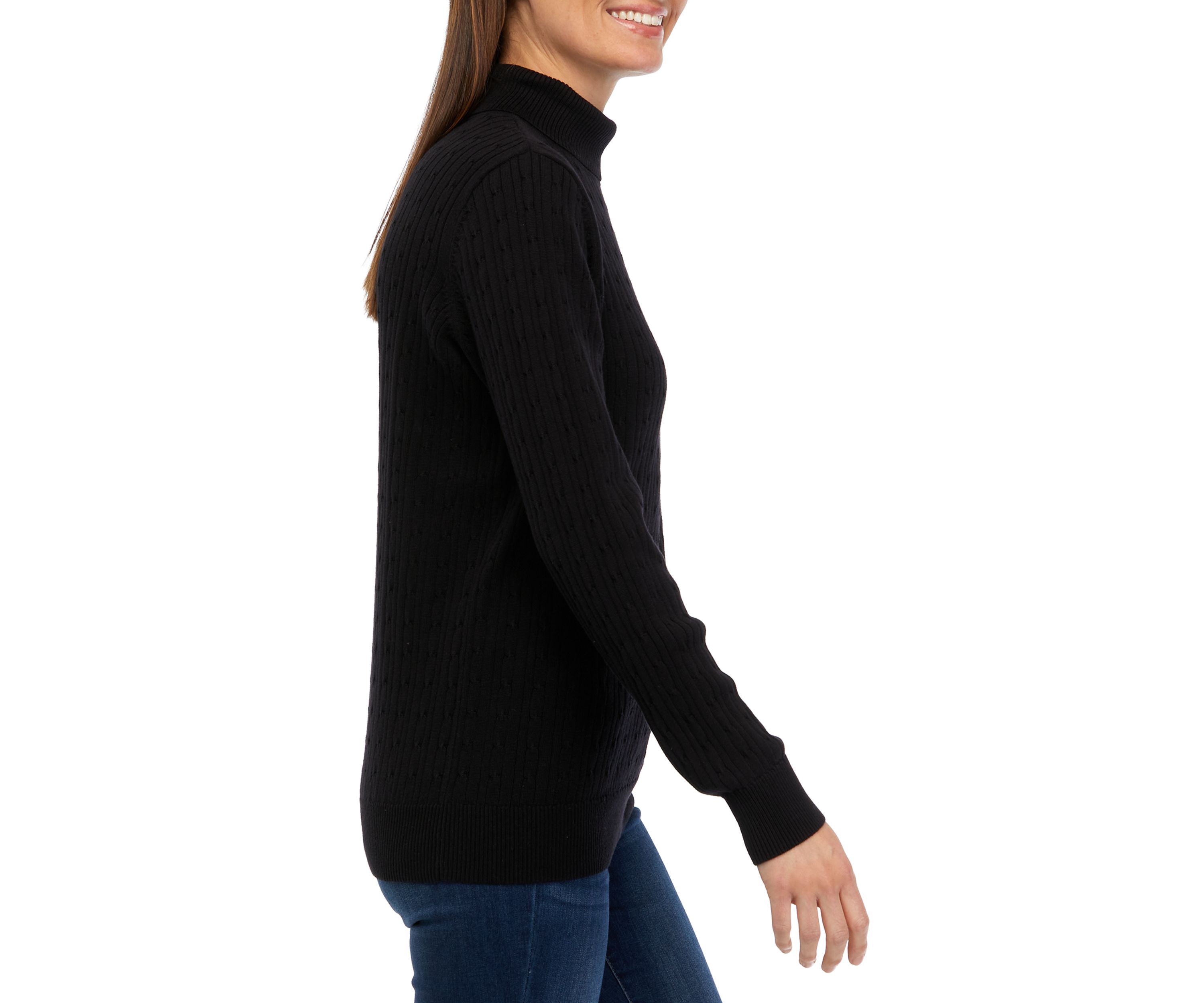 Womens Long Sleeve Cable Turtleneck Sweater