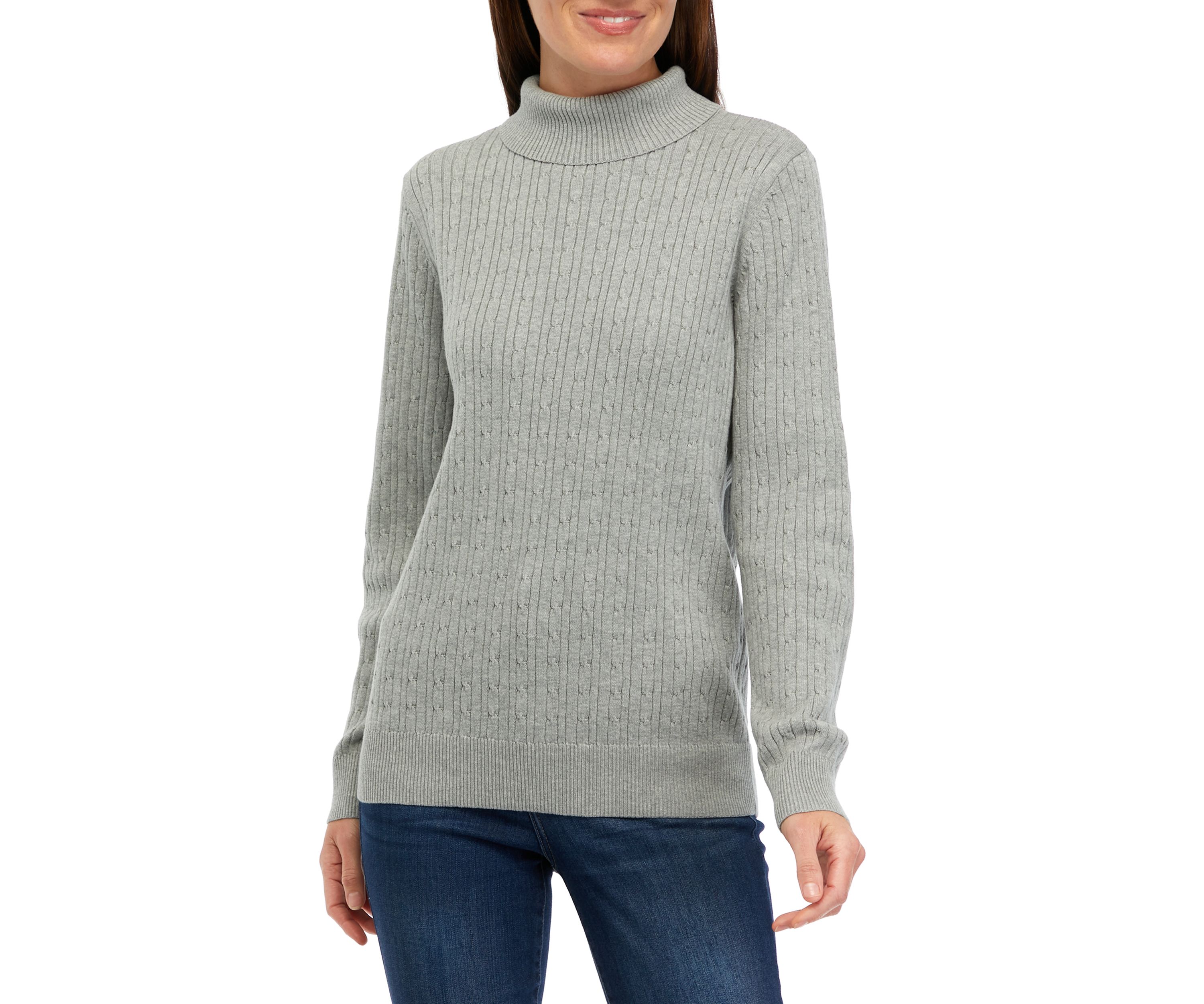 Womens Long Sleeve Cable Turtleneck Sweater