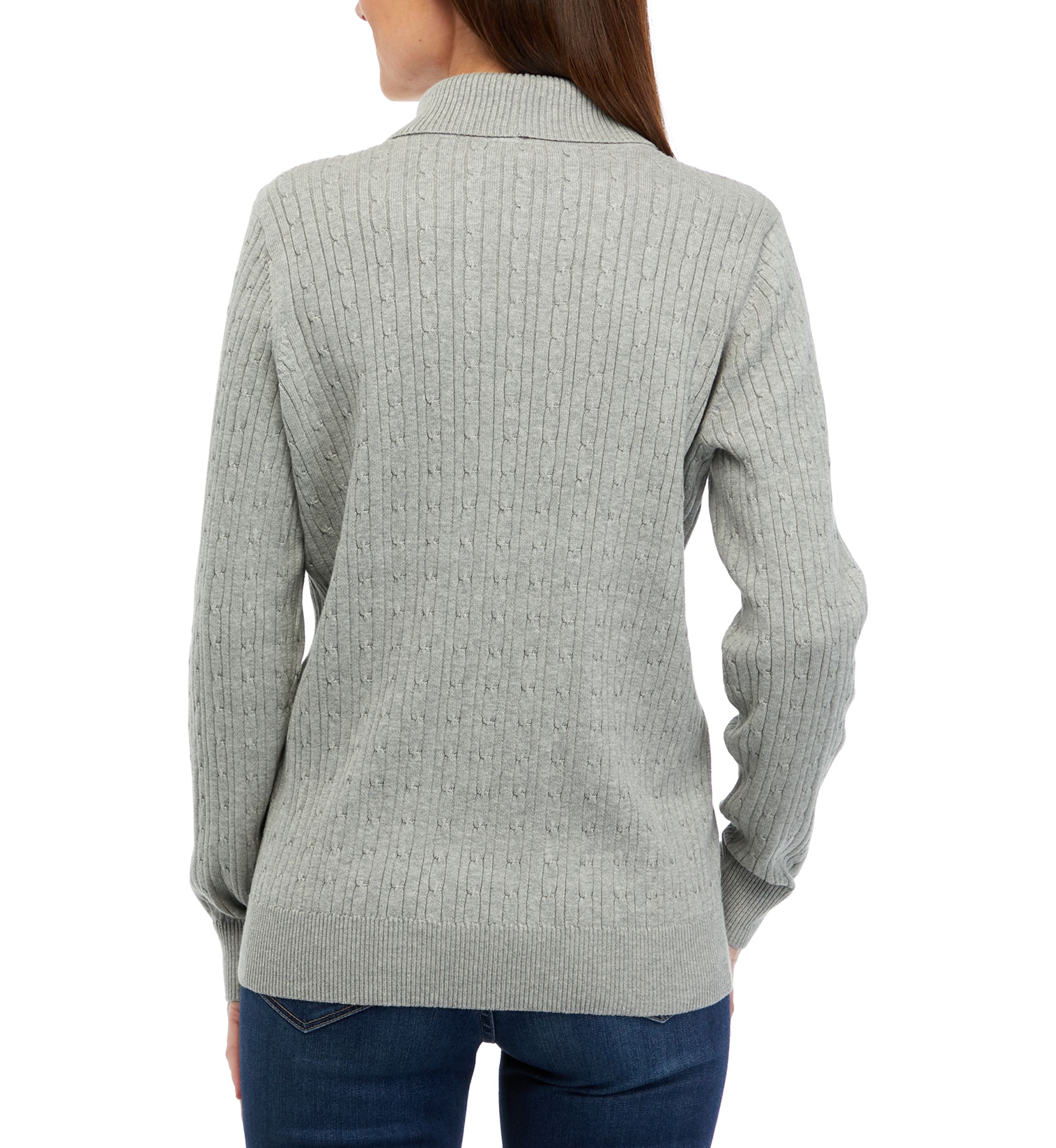 Womens Long Sleeve Cable Turtleneck Sweater