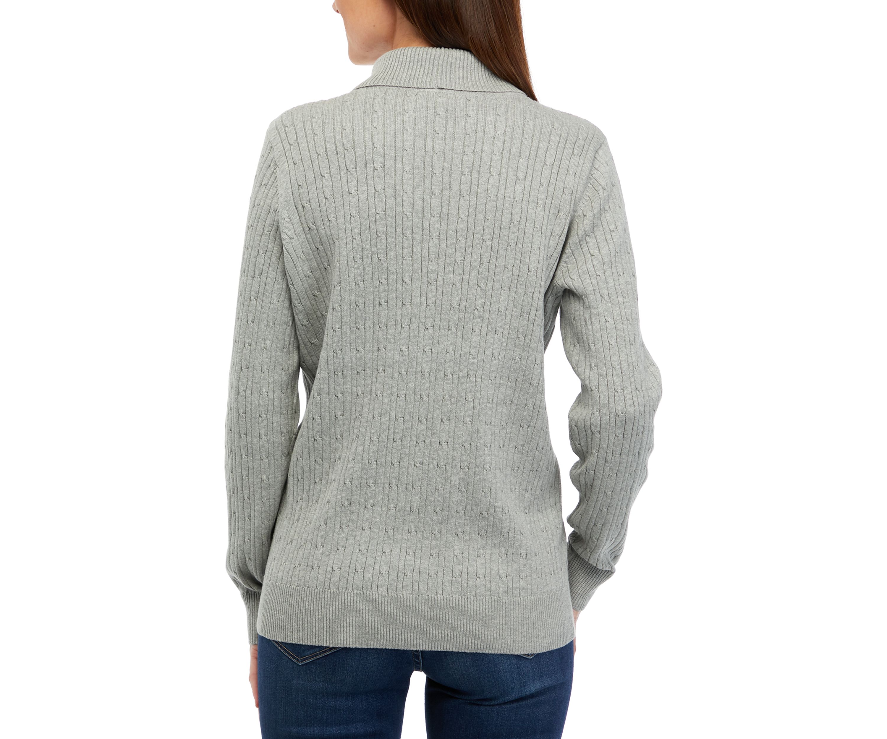 Womens Long Sleeve Cable Turtleneck Sweater