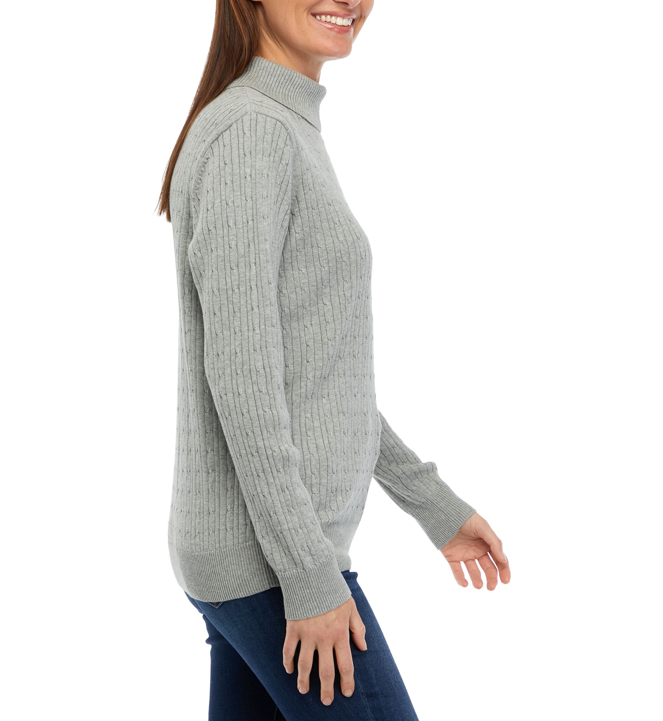 Womens Long Sleeve Cable Turtleneck Sweater