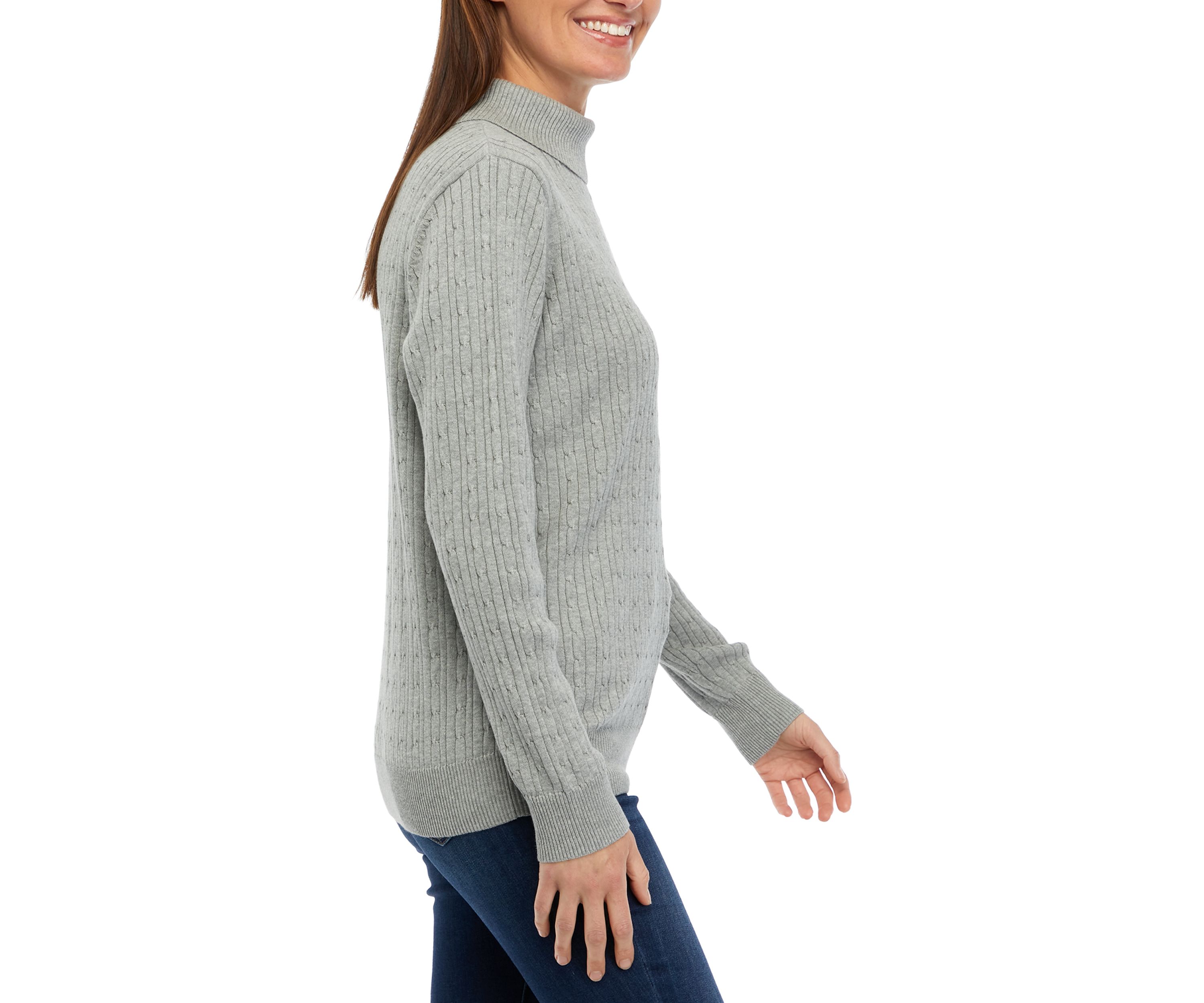 Womens Long Sleeve Cable Turtleneck Sweater