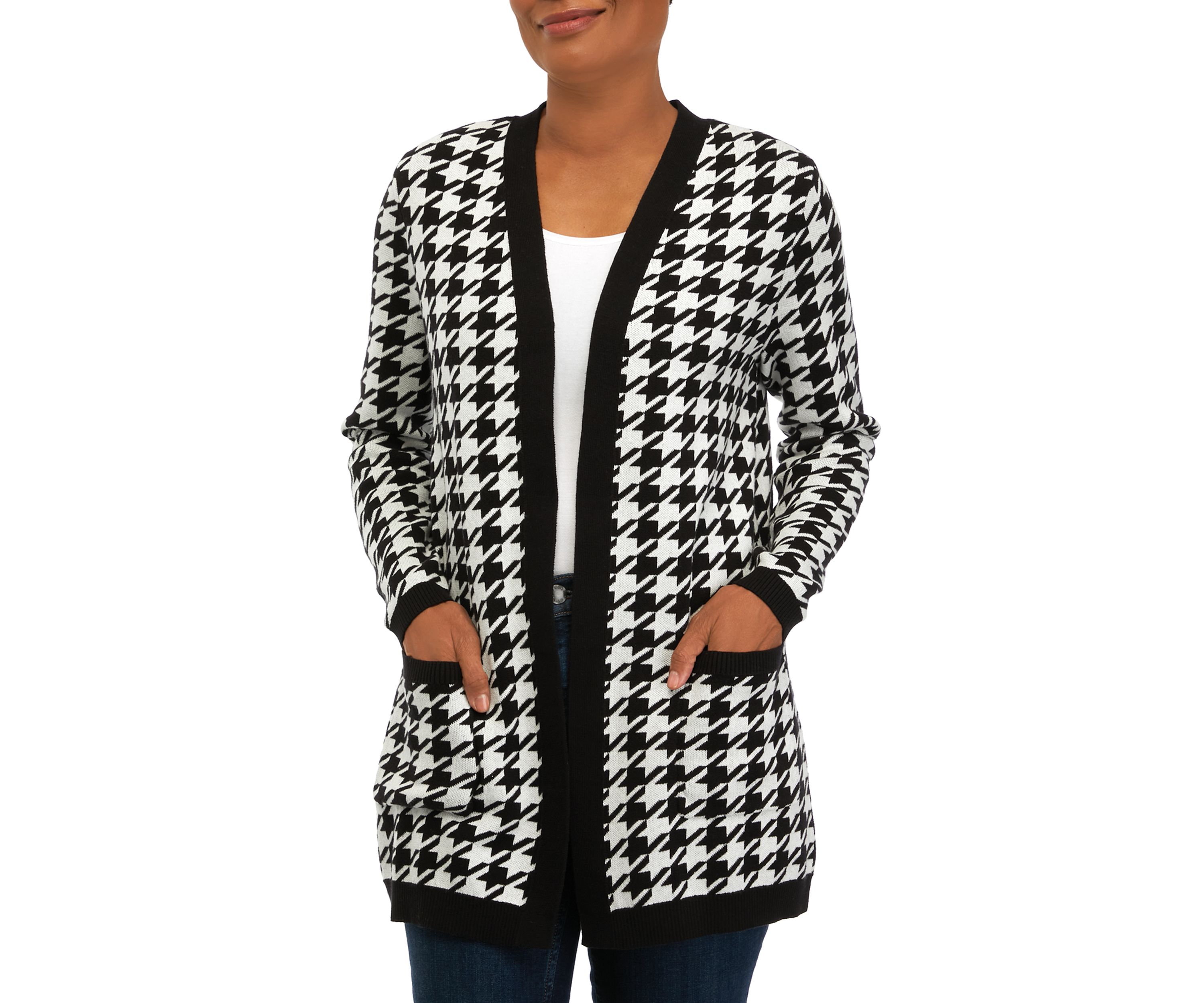 Womens Long Sleeve Jacquard Cardigan