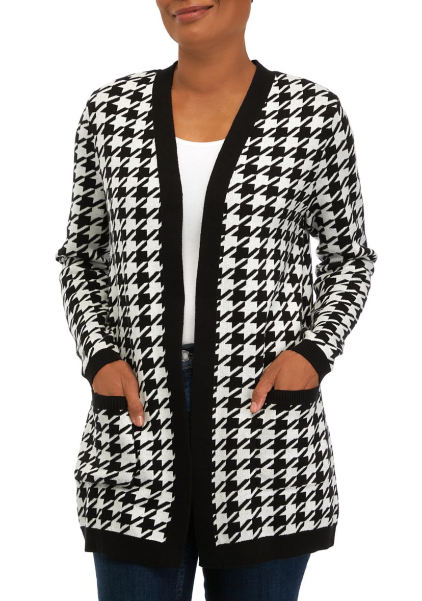 Womens Long Sleeve Jacquard Cardigan