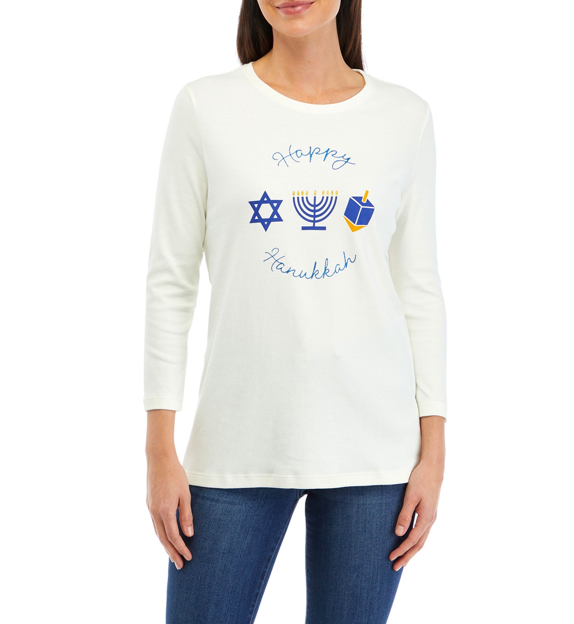 Womens 3/4 Sleeve Holiday Graphic T-Shirt