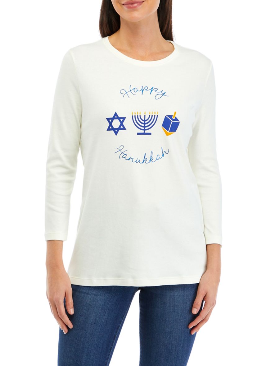 Womens 3/4 Sleeve Holiday Graphic T-Shirt