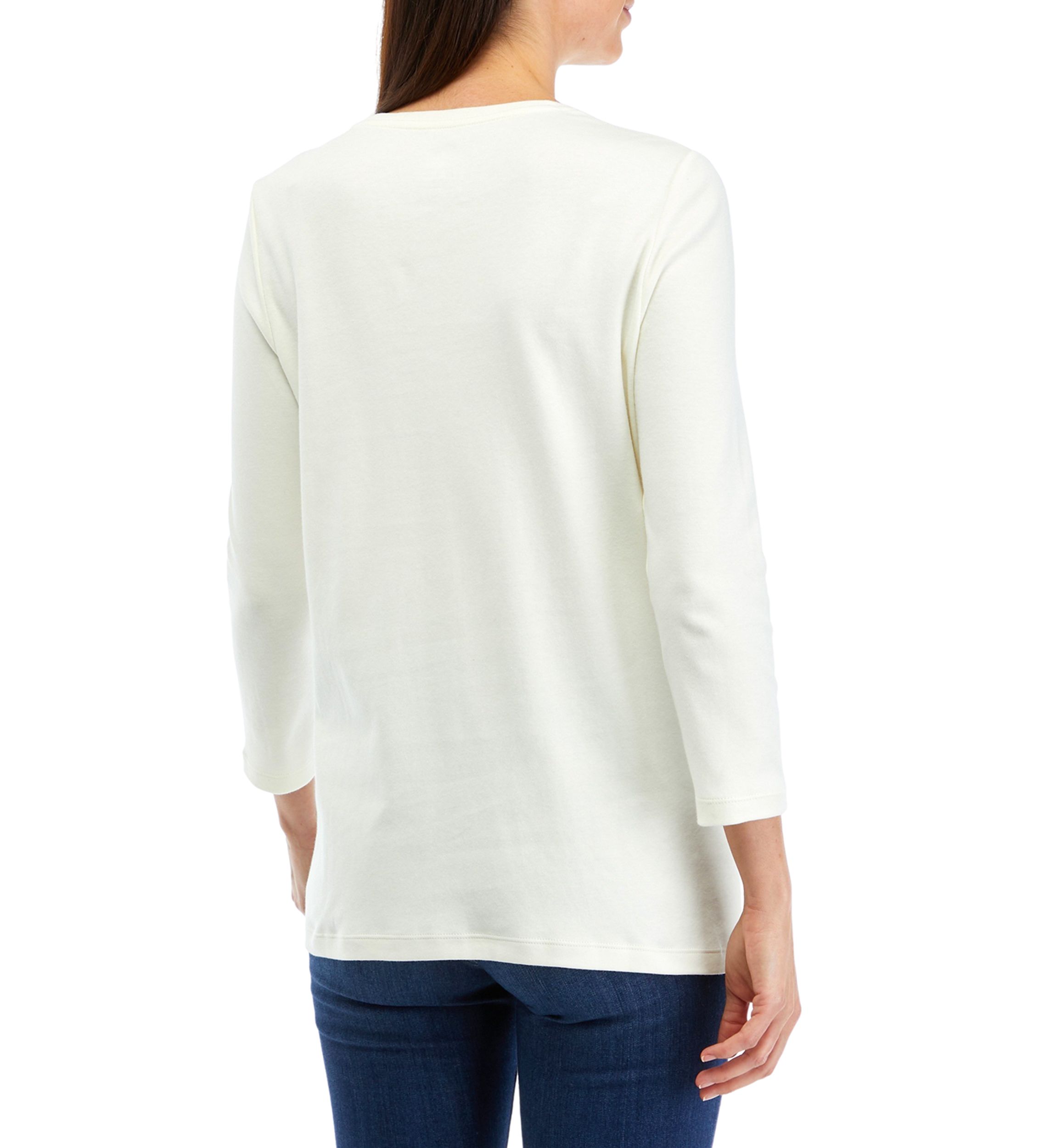 Womens 3/4 Sleeve Holiday Graphic T-Shirt