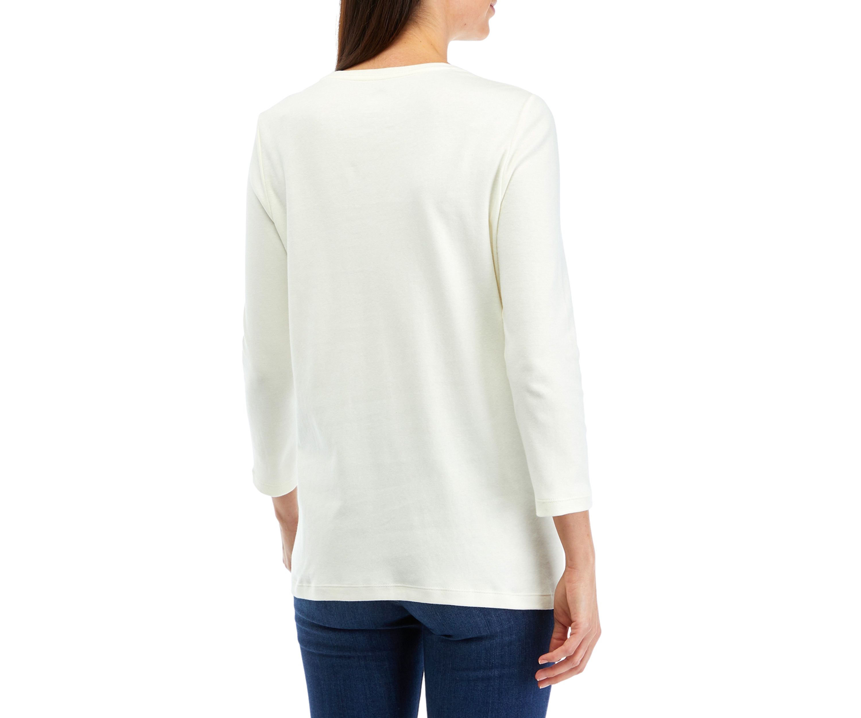 Womens 3/4 Sleeve Holiday Graphic T-Shirt