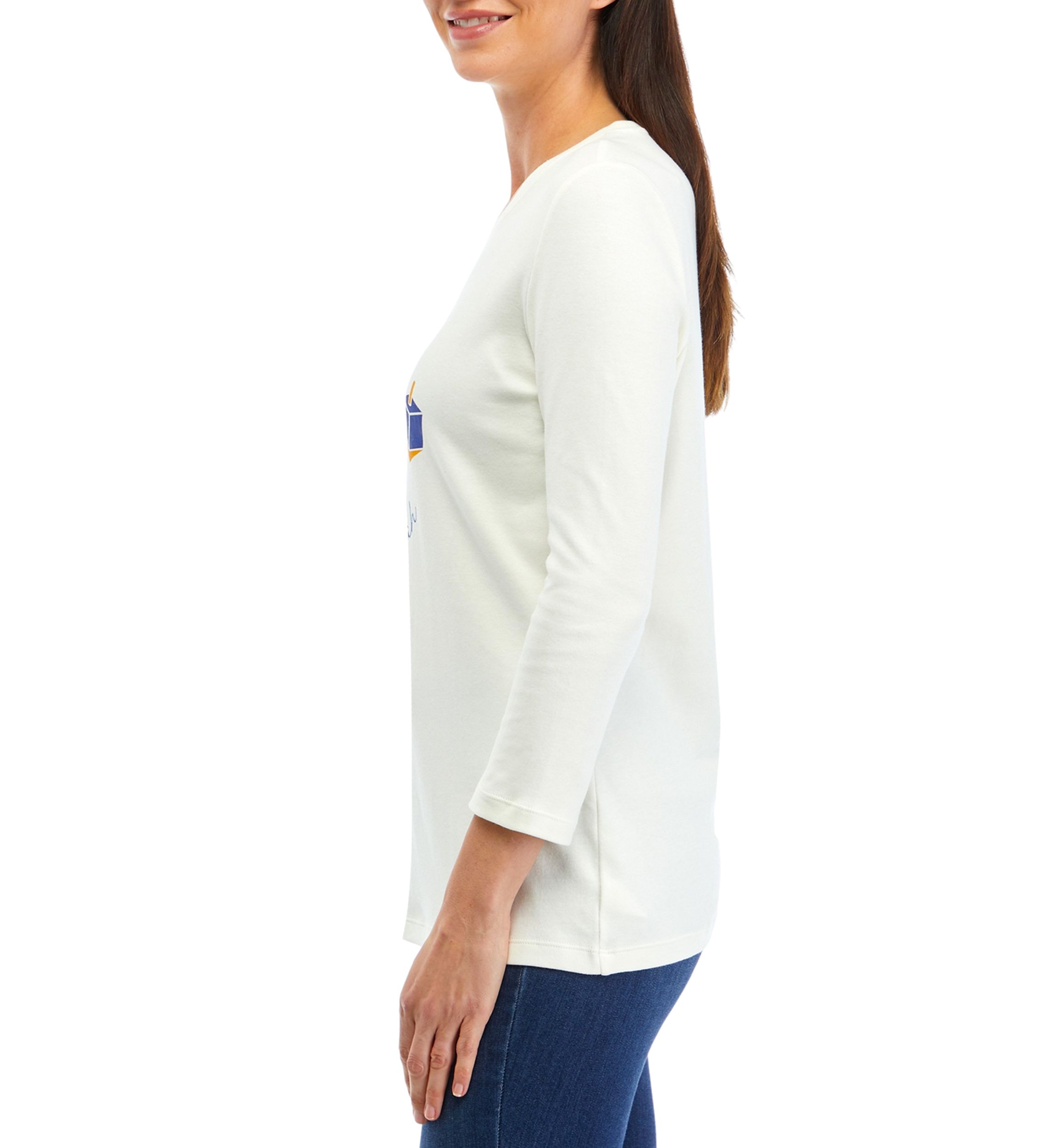 Womens 3/4 Sleeve Holiday Graphic T-Shirt