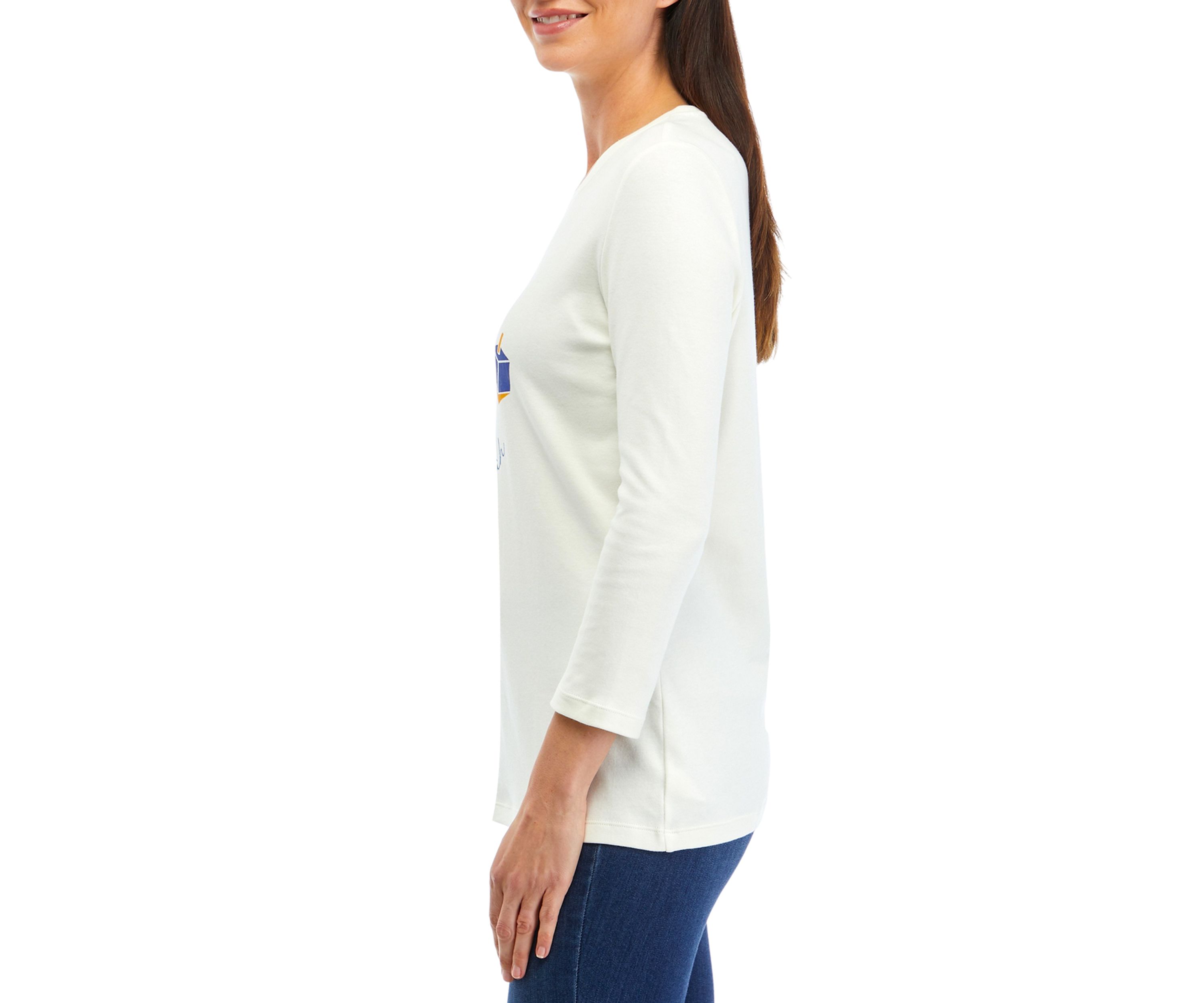 Womens 3/4 Sleeve Holiday Graphic T-Shirt