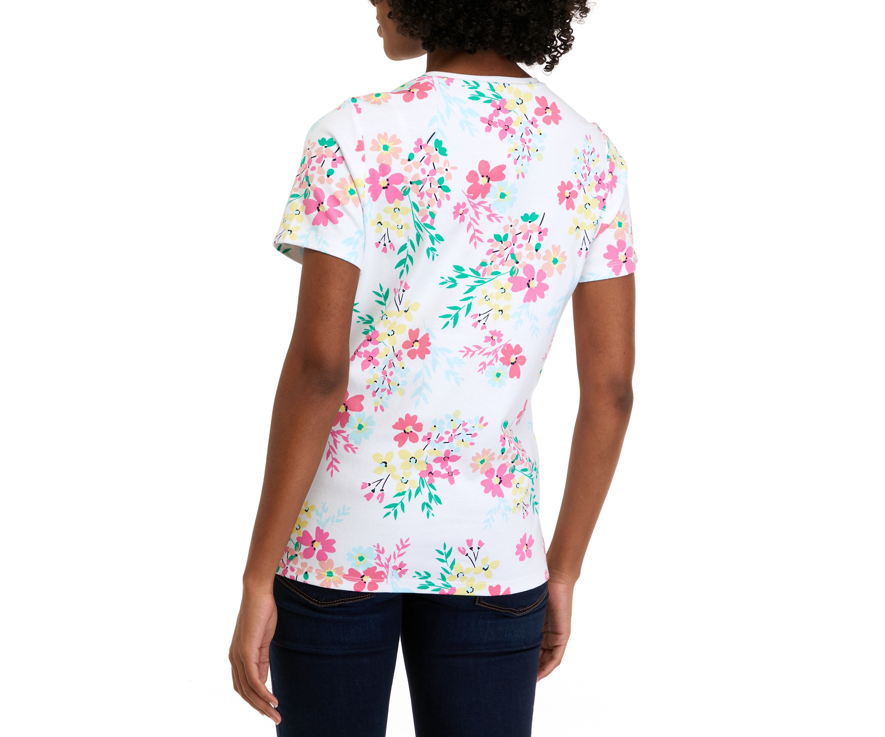 Womens Short Sleeve Crew Neck Printed Top