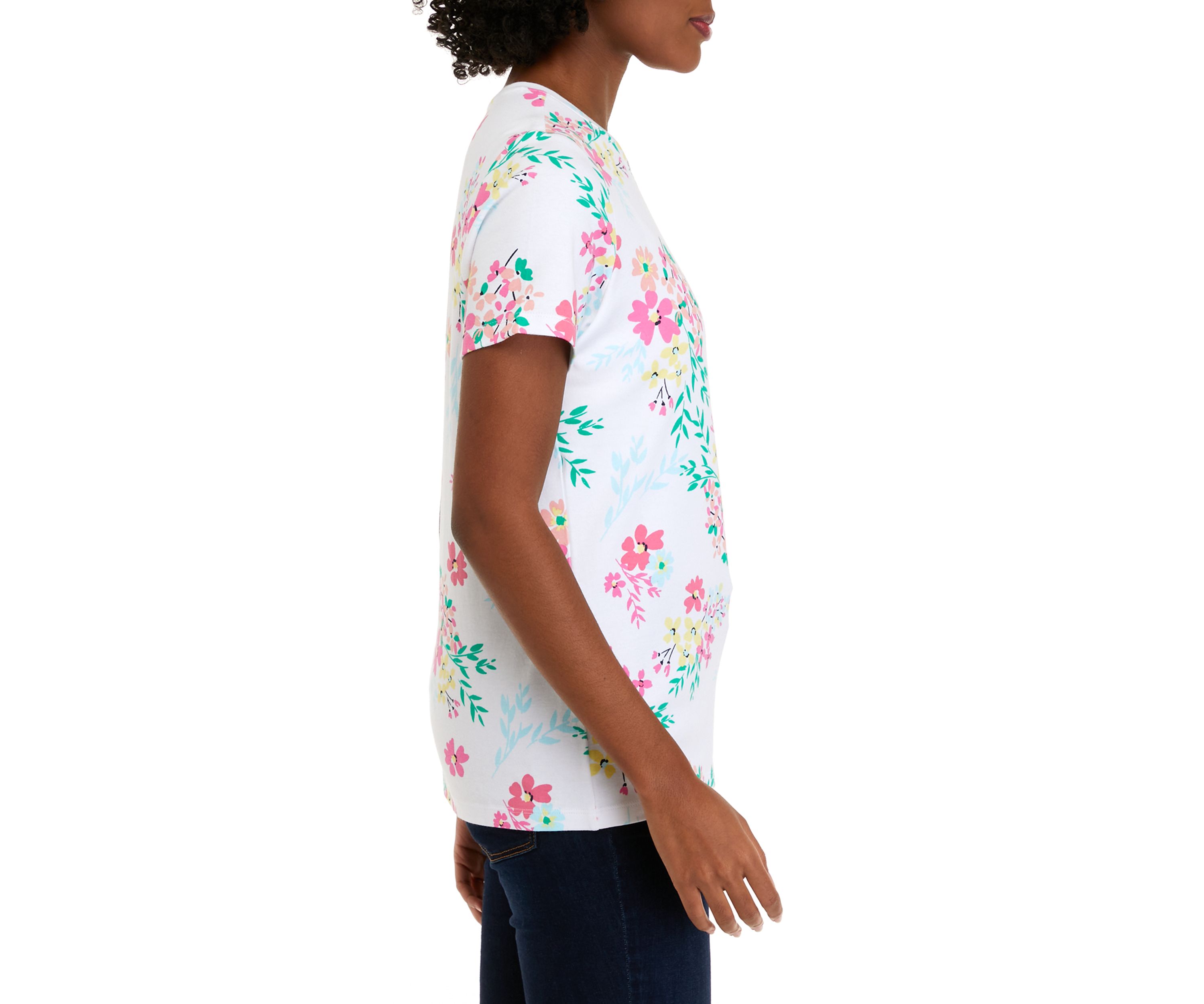 Womens Short Sleeve Crew Neck Printed Top