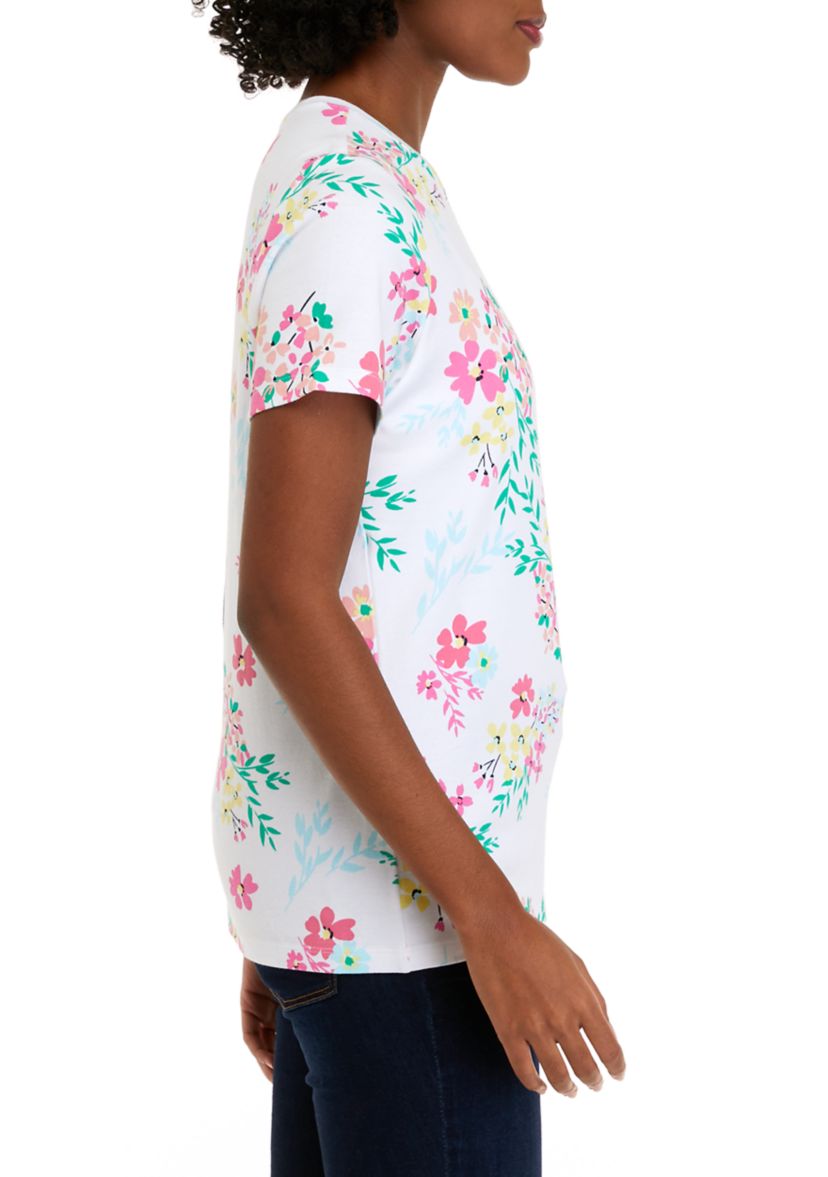 Womens Short Sleeve Crew Neck Printed Top