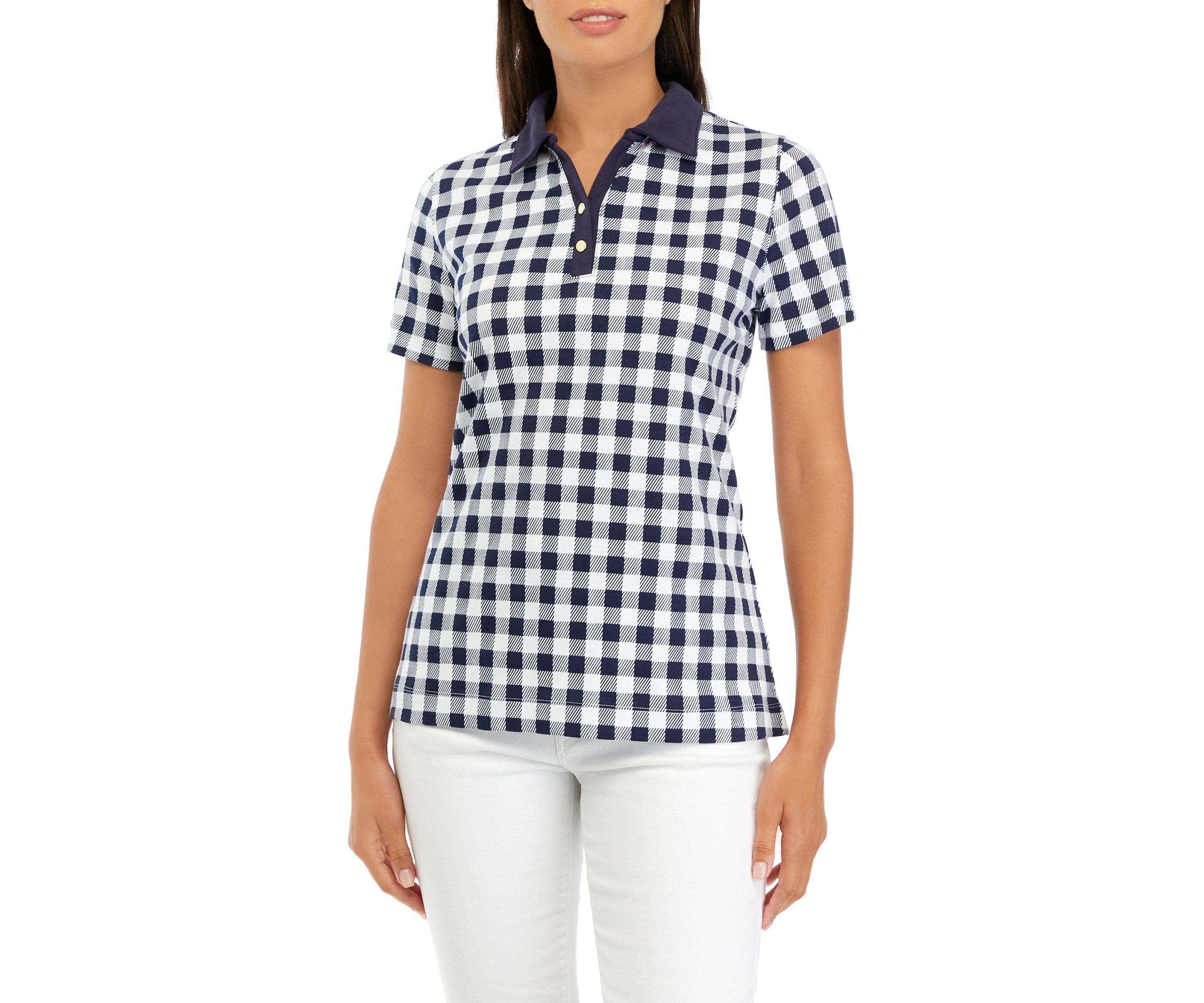 Womens Short Sleeve Printed Polo Shirt