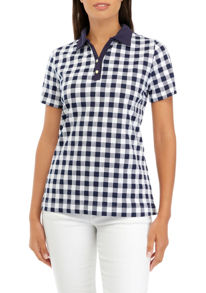 Womens Short Sleeve Printed Polo Shirt
