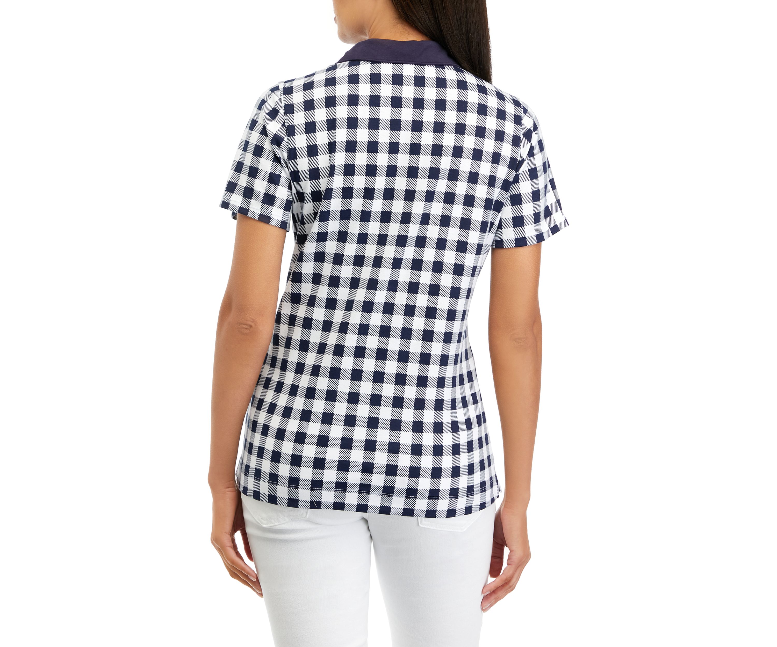 Womens Short Sleeve Printed Polo Shirt