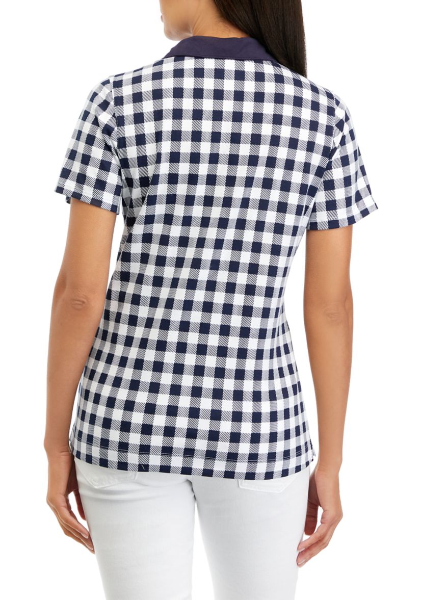 Womens Short Sleeve Printed Polo Shirt