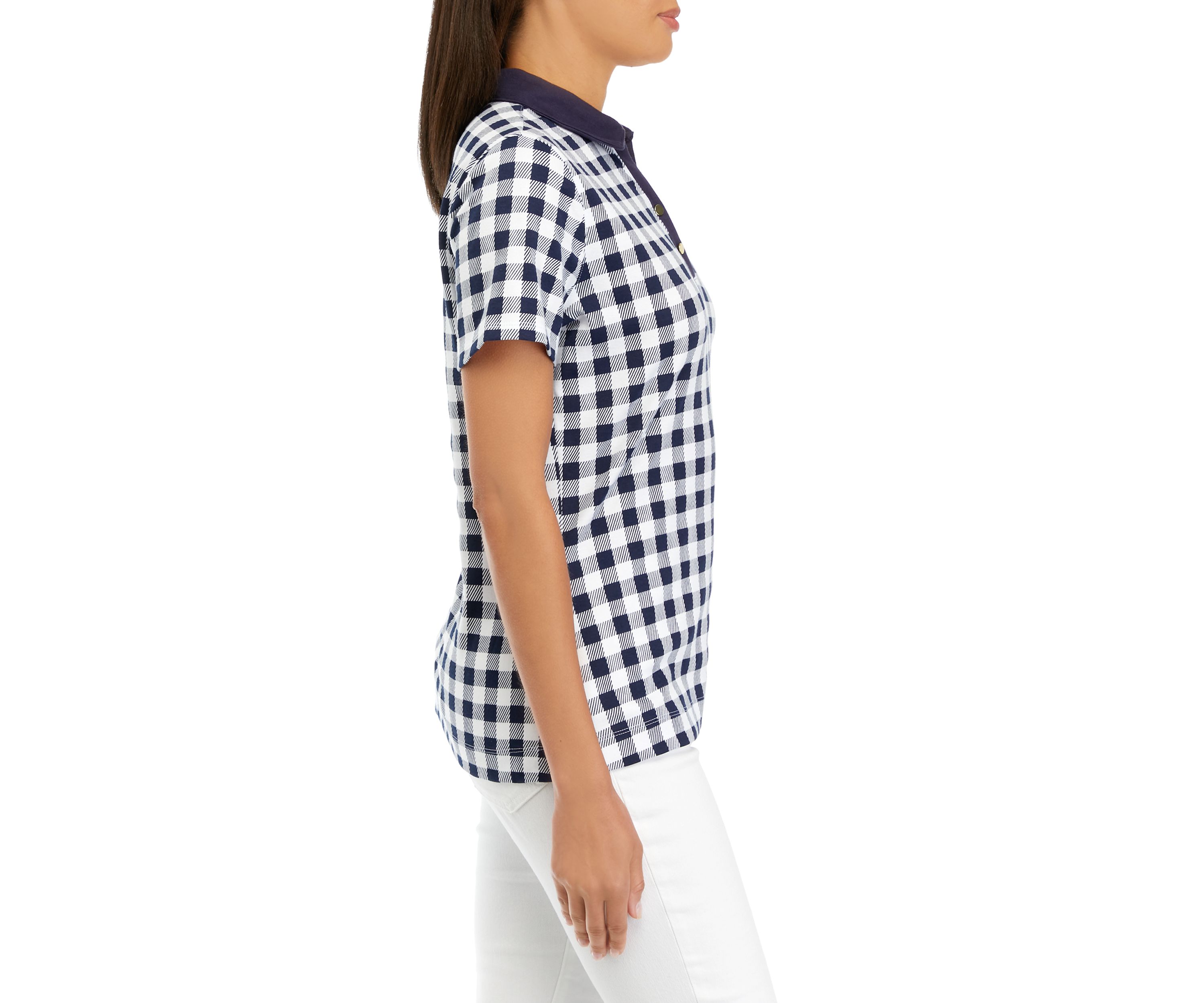 Womens Short Sleeve Printed Polo Shirt