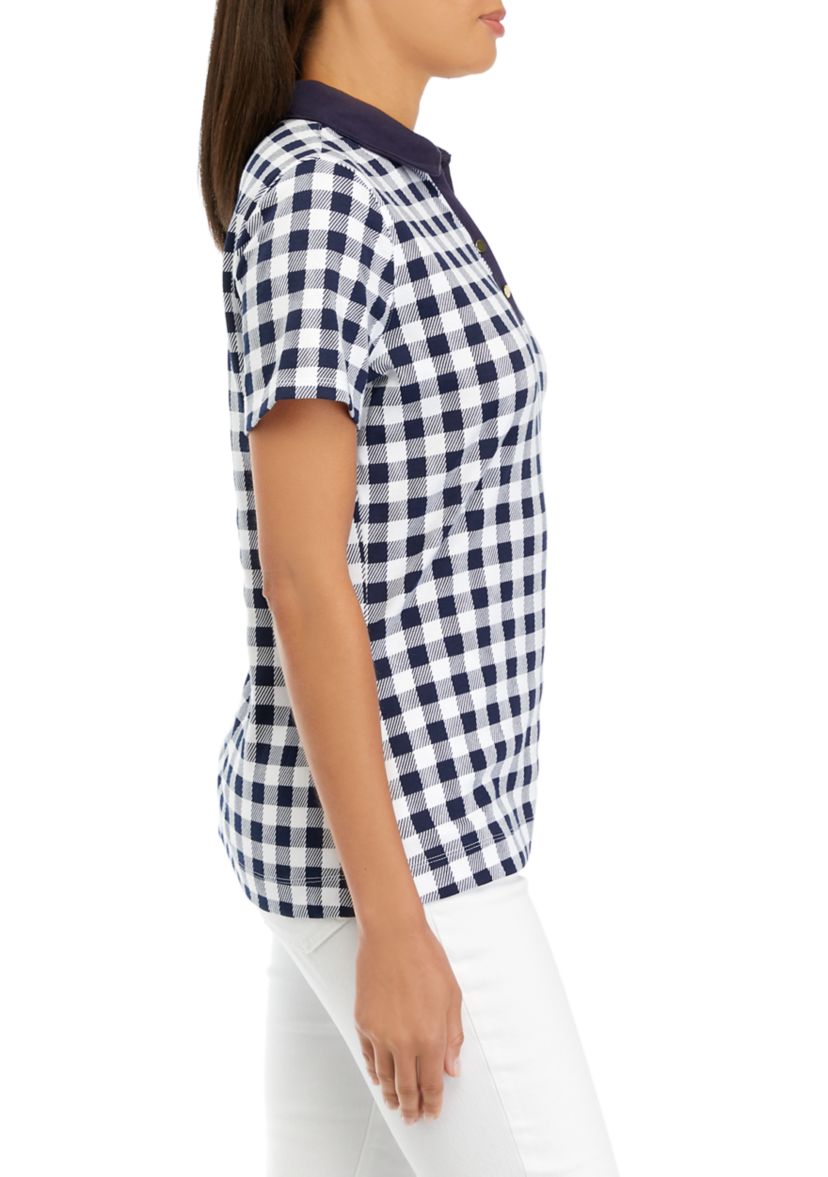 Womens Short Sleeve Printed Polo Shirt