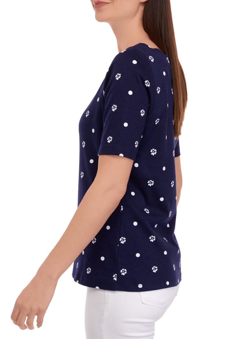 Womens Elbow Sleeve Scallop Shirt