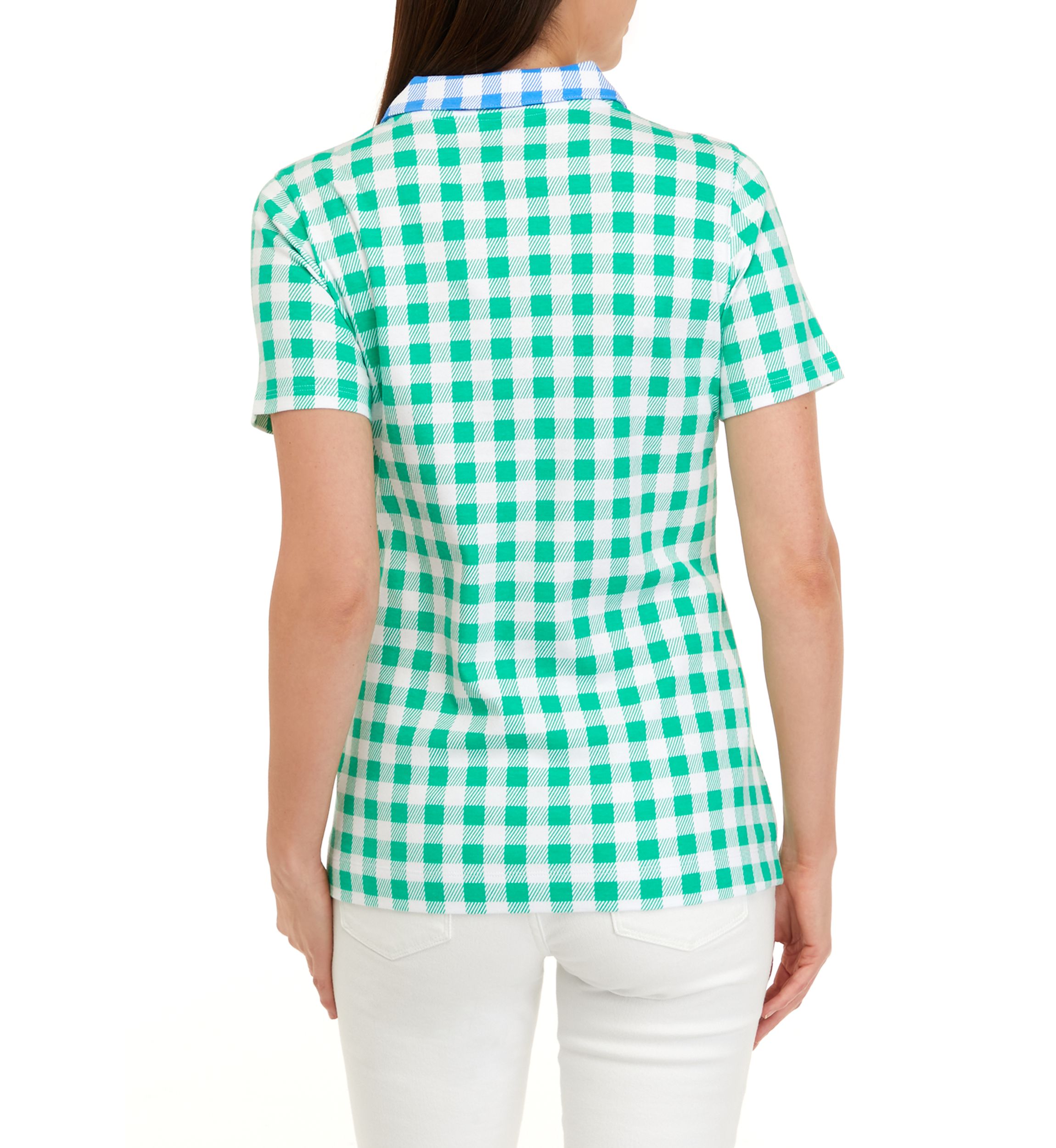 Womens Short Sleeve Polo Mixed Print Shirt