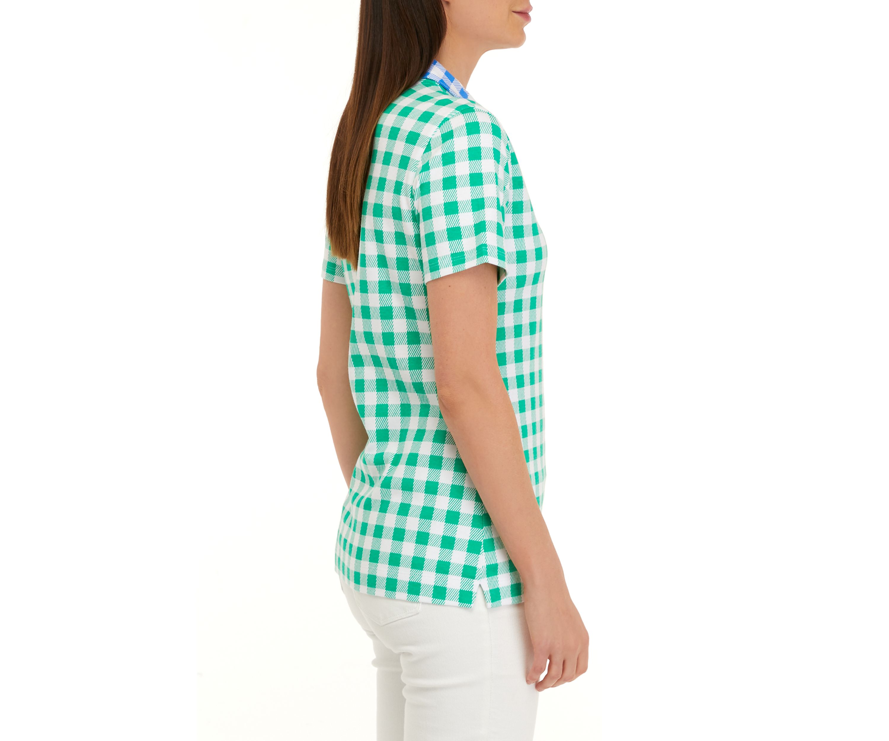 Womens Short Sleeve Polo Mixed Print Shirt