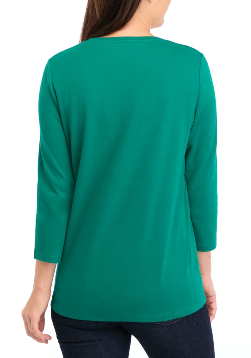 Womens 3/4 Sleeve Fashion T-Shirt 