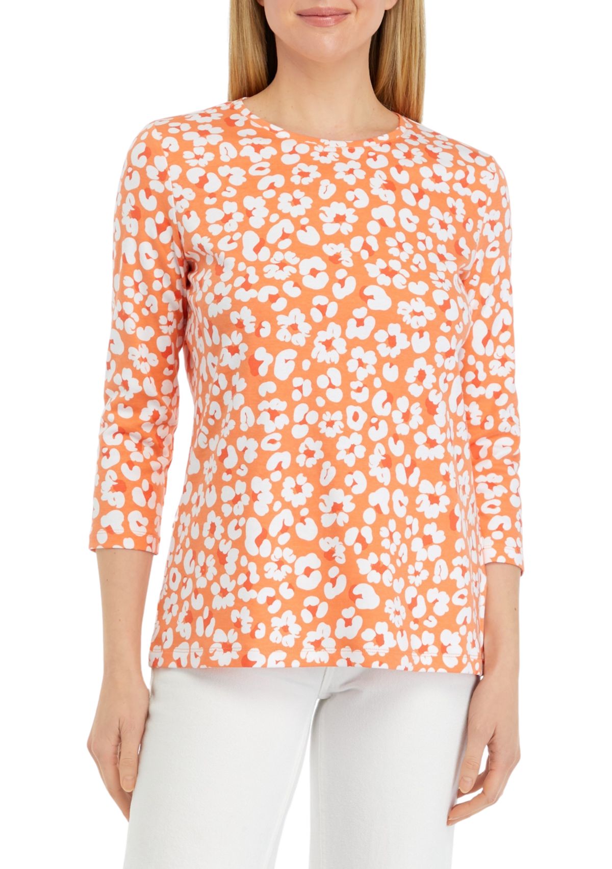 Womens 3/4 Sleeve Printed Top