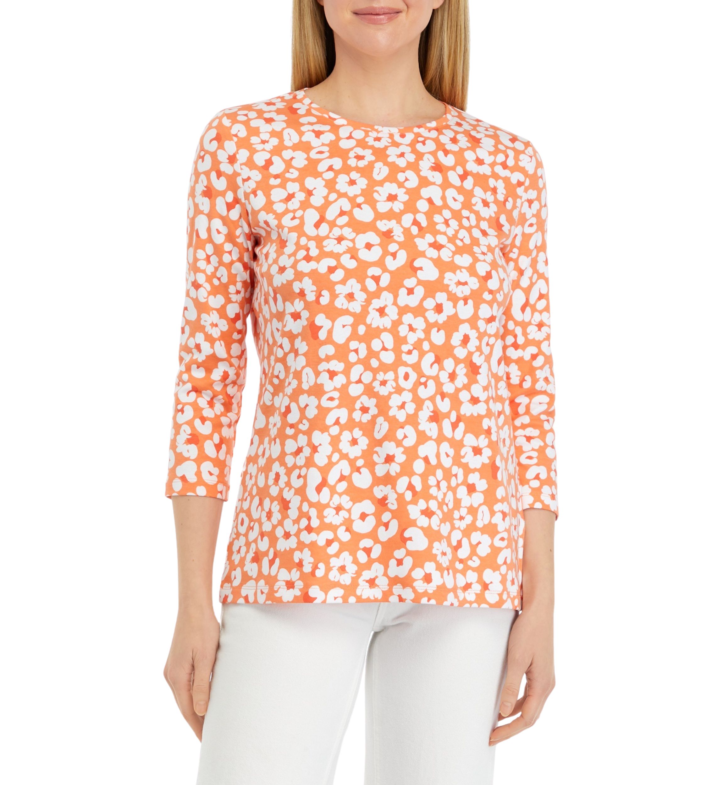 Womens 3/4 Sleeve Printed Top