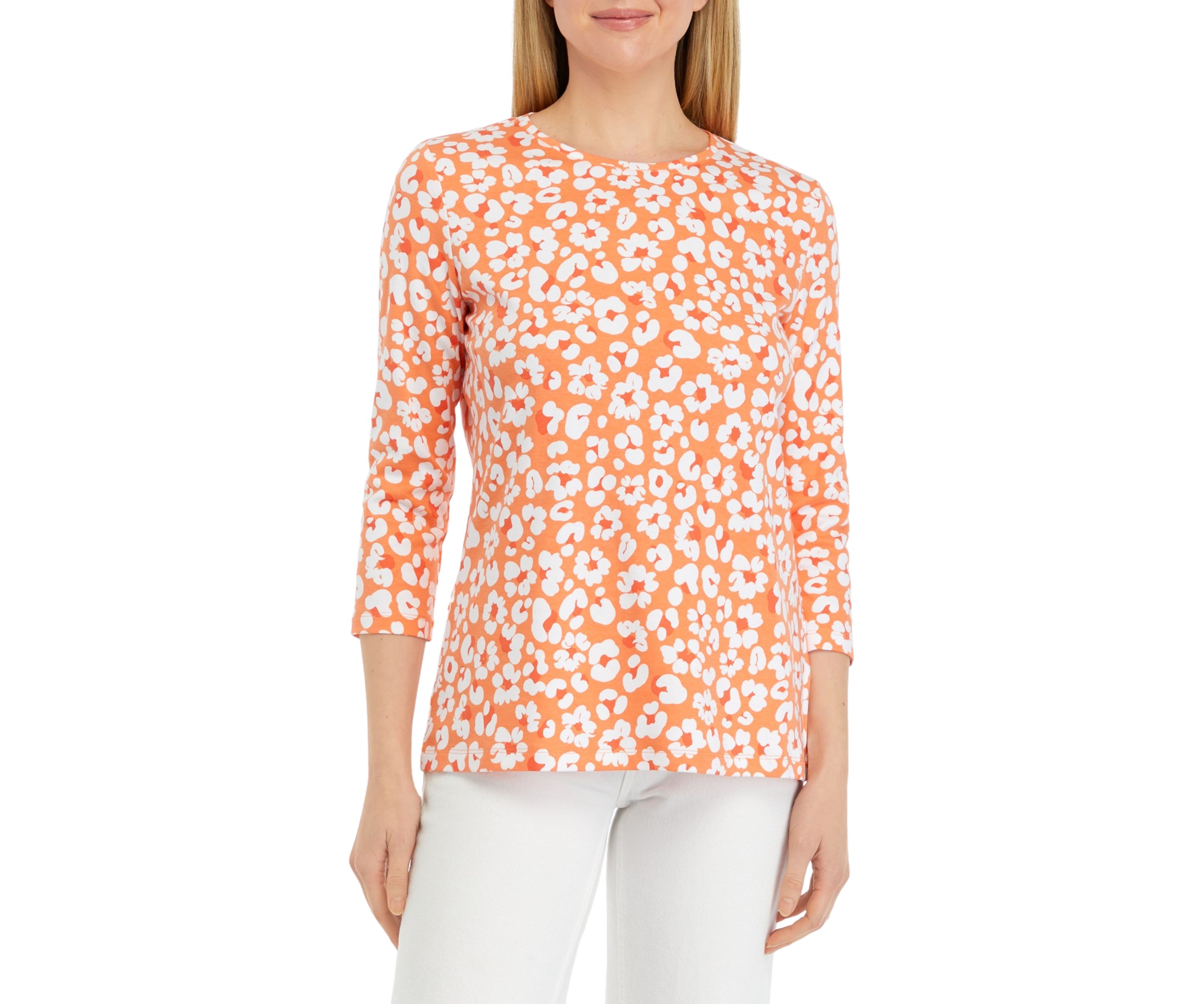 Womens 3/4 Sleeve Printed Top