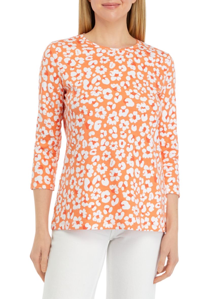 Womens 3/4 Sleeve Printed Top