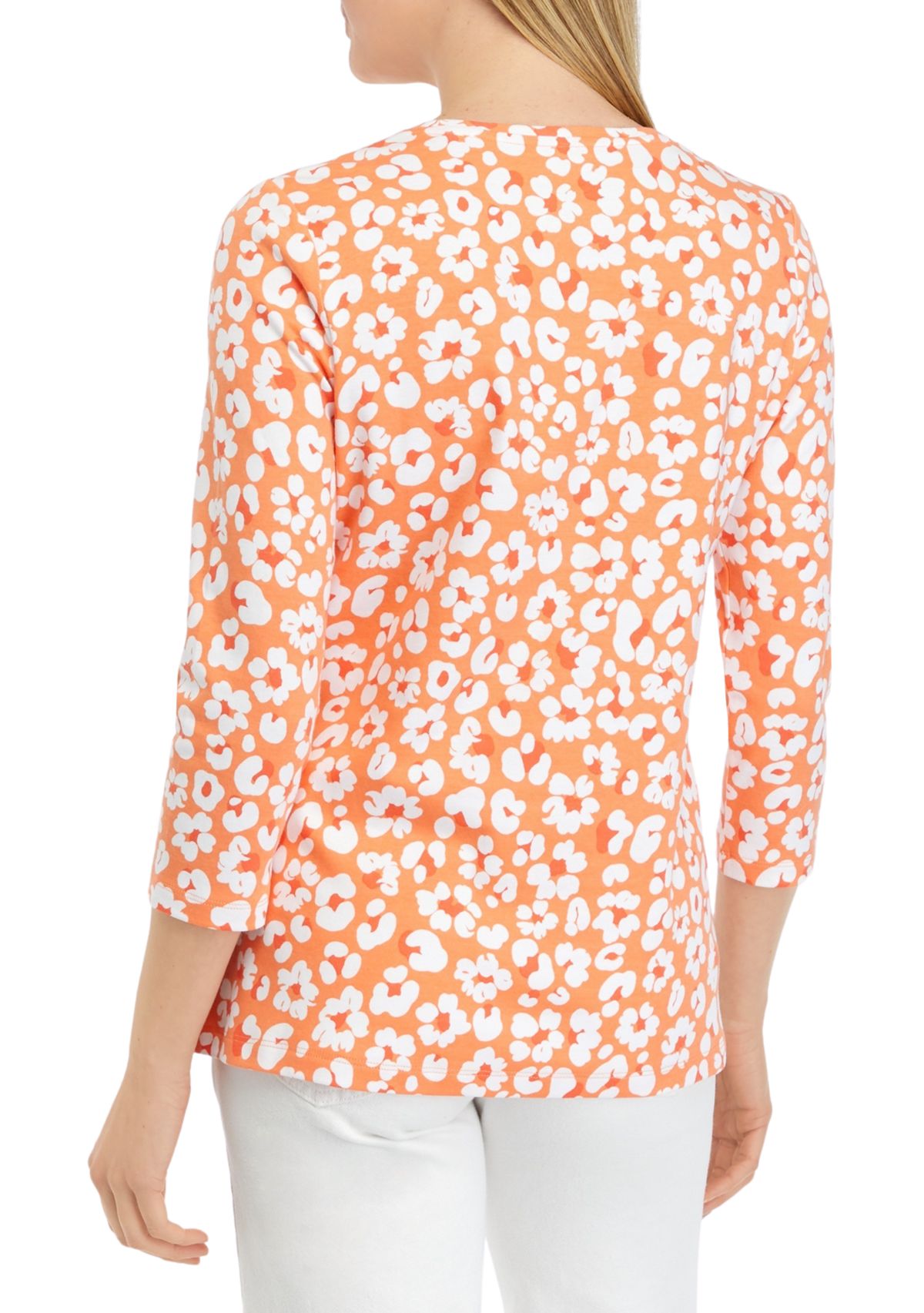 Womens 3/4 Sleeve Printed Top