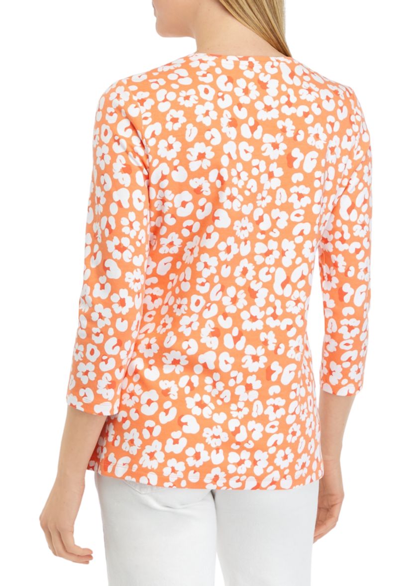 Womens 3/4 Sleeve Printed Top
