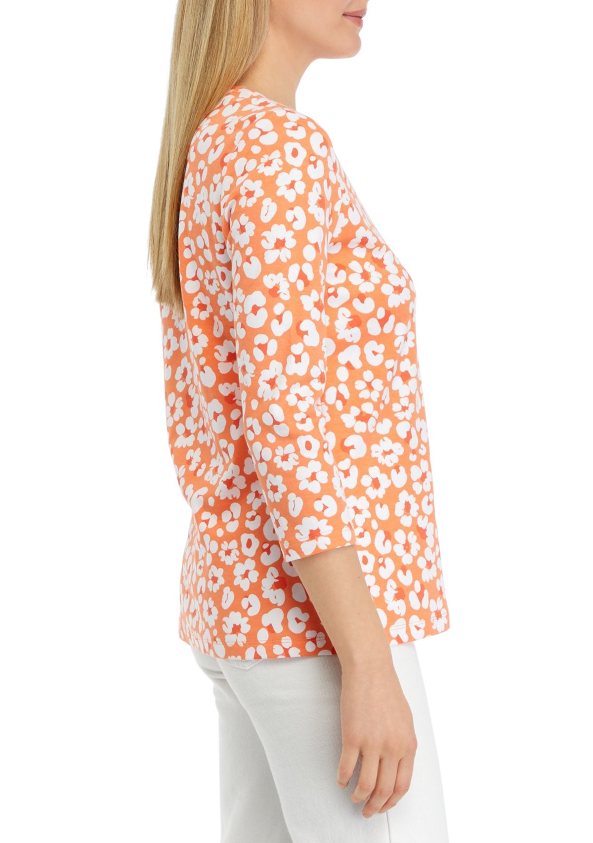 Womens 3/4 Sleeve Printed Top