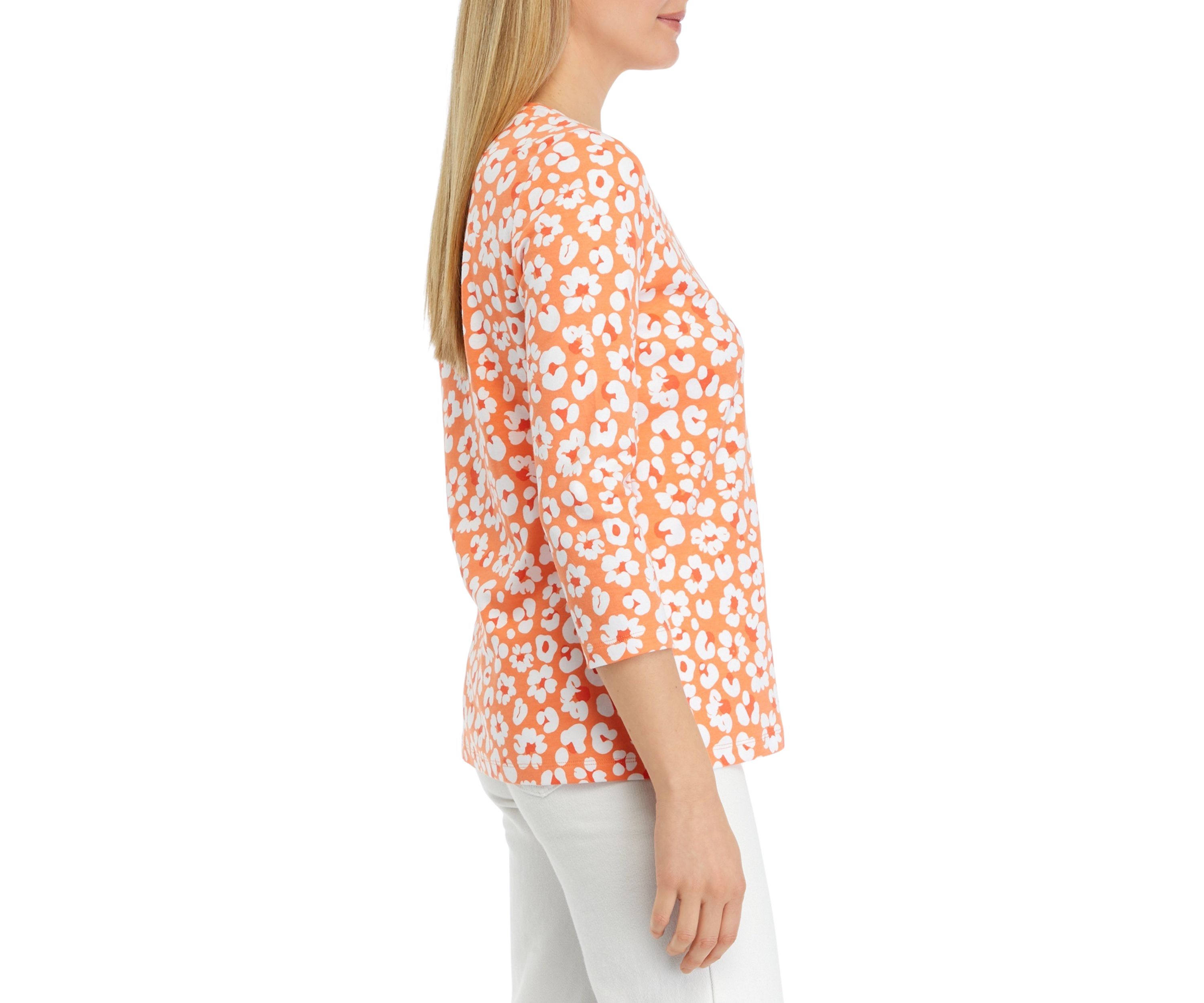 Womens 3/4 Sleeve Printed Top